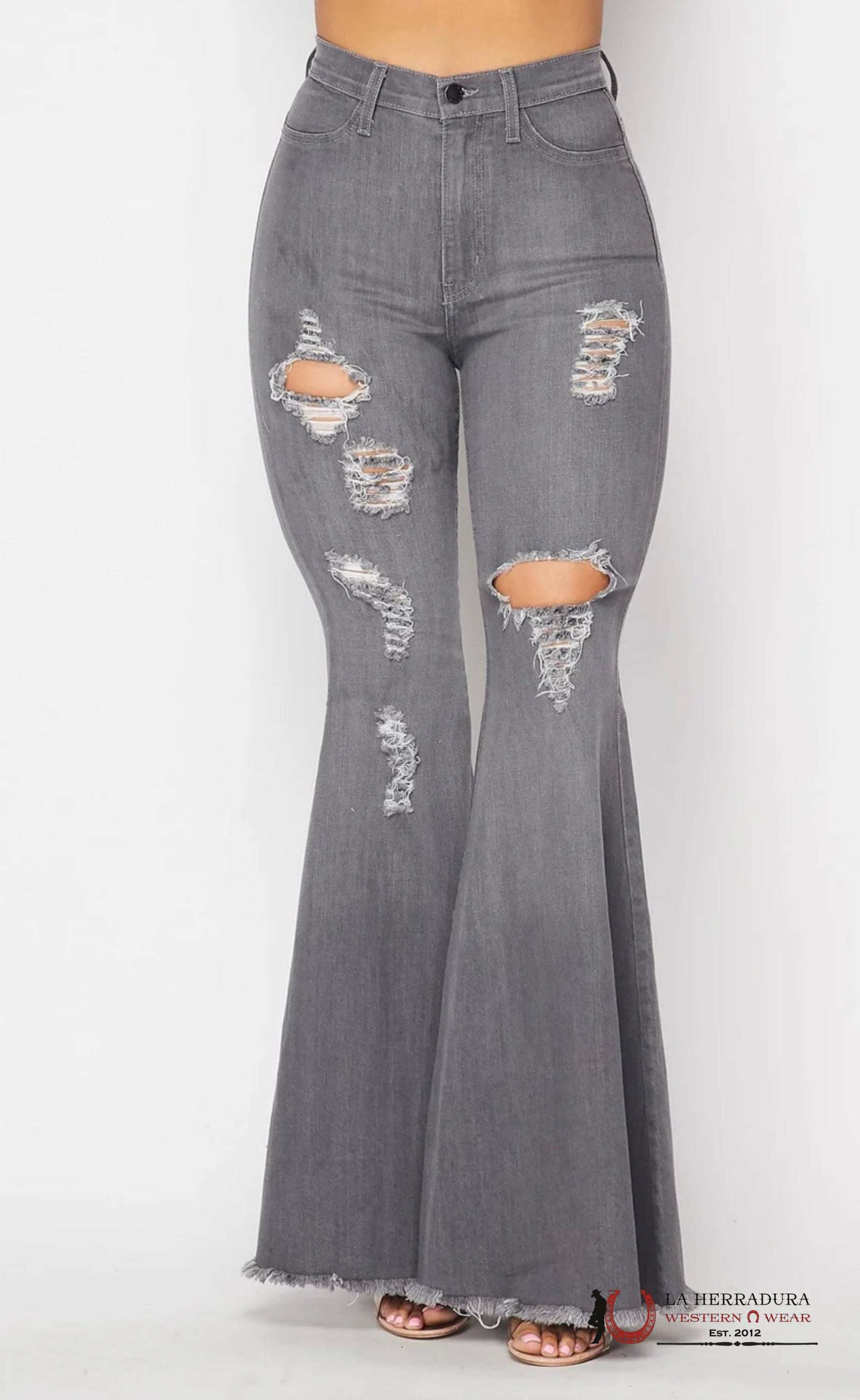 VIBRANT GREY FLARE JEAN P1767 ROCK&ROLL JEANS WOMEN