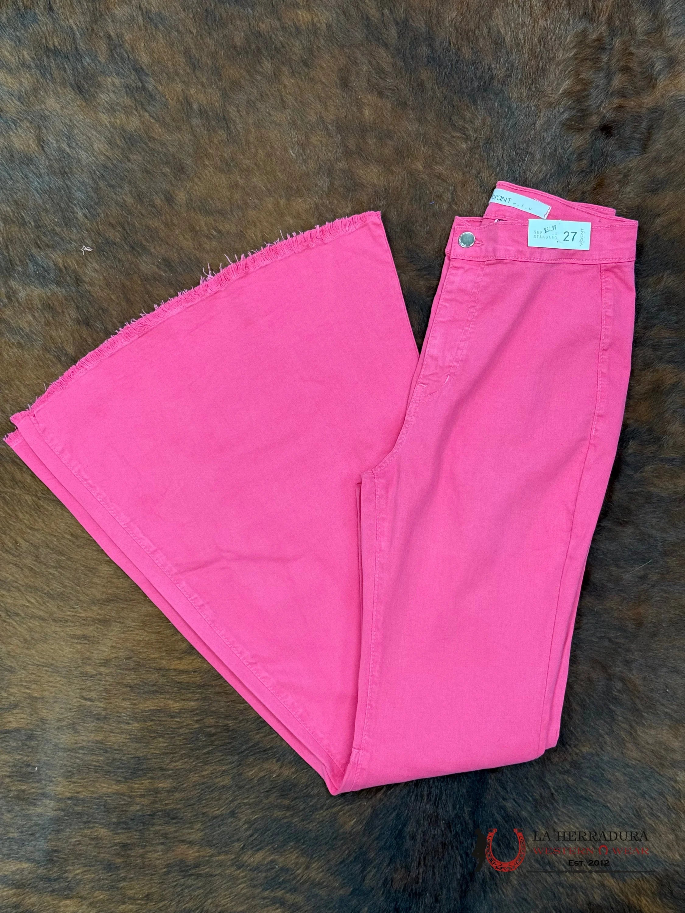 VIBRANT HOT PINK FLARE JEAN-P5079 ROCK&ROLL JEANS WOMEN