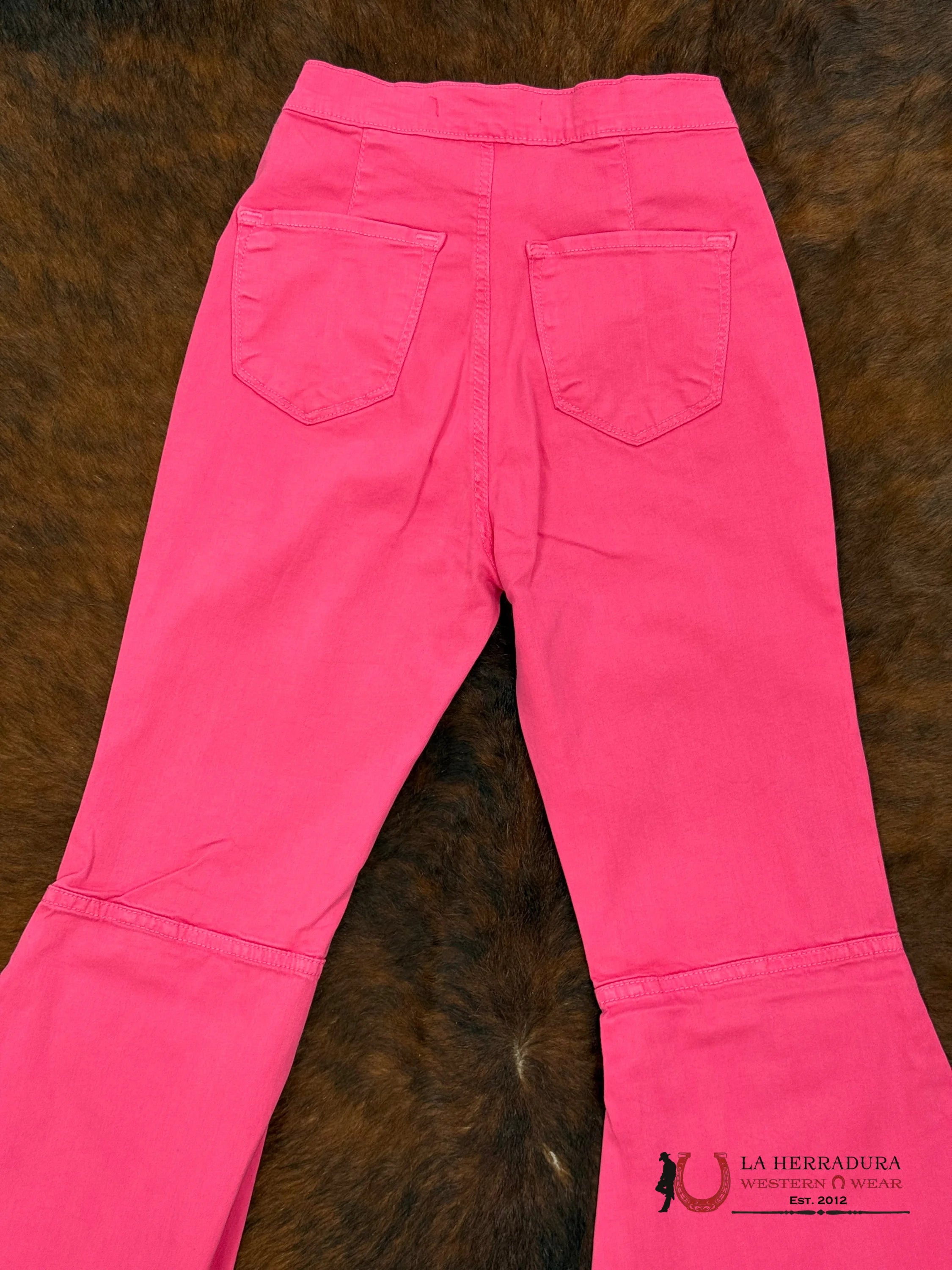 VIBRANT HOT PINK FLARE JEAN-P5079 ROCK&ROLL JEANS WOMEN
