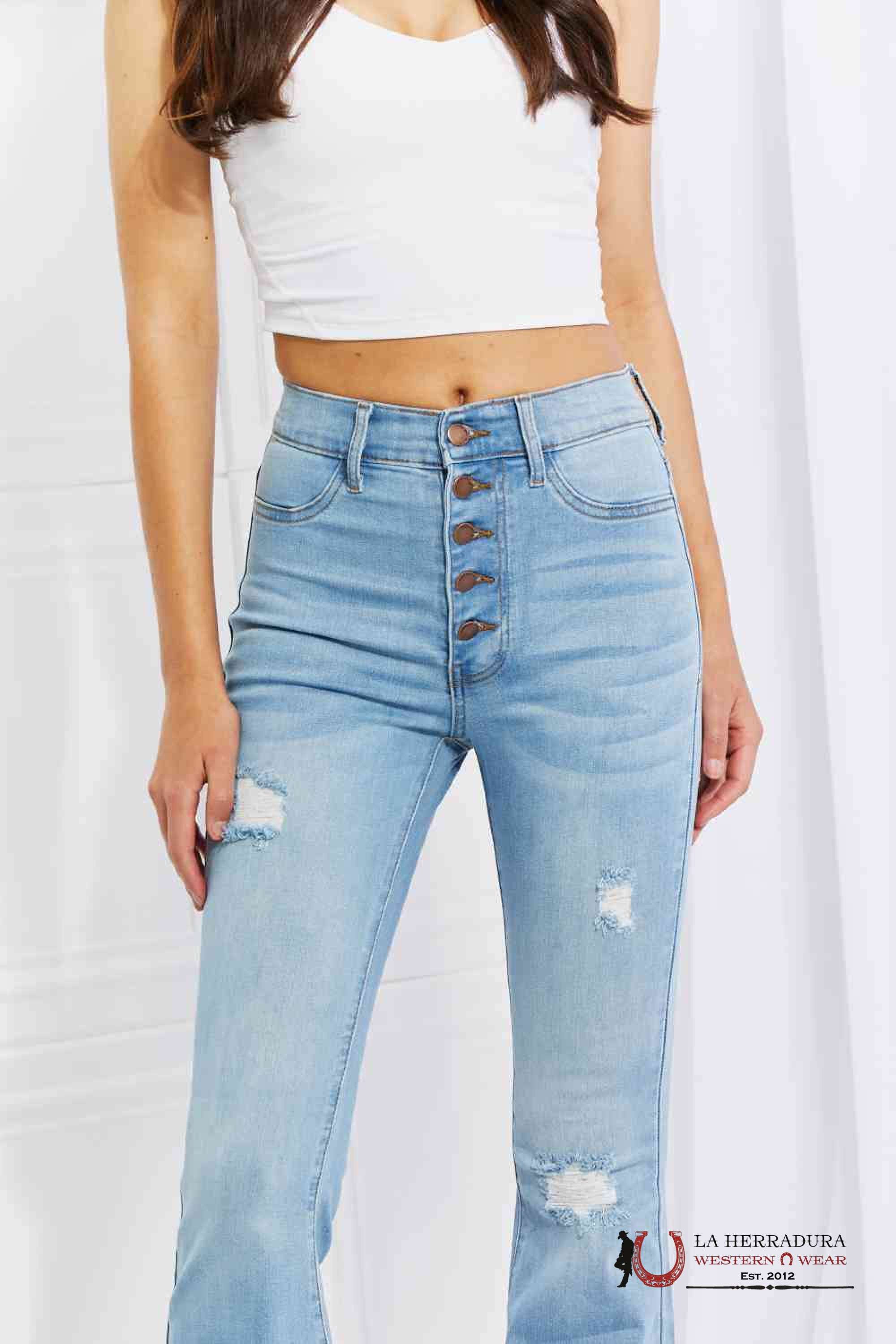 VIBRANT LIGHT WASH RIP JEAN EP2047 ROCK&ROLL JEANS WOMEN