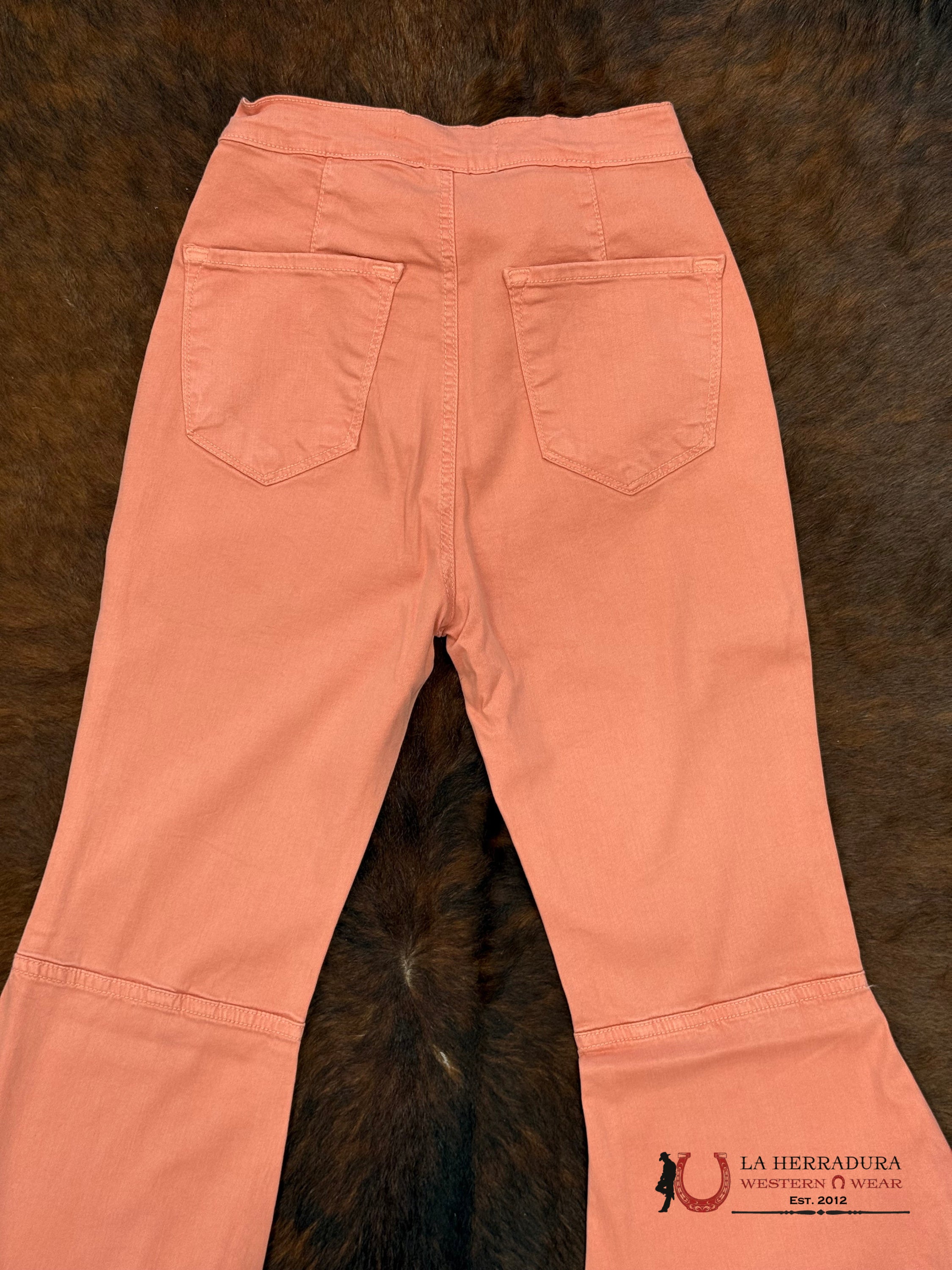 VIBRANT PEACH FLARE JEANS- P5079 ROCK&ROLL JEANS WOMEN