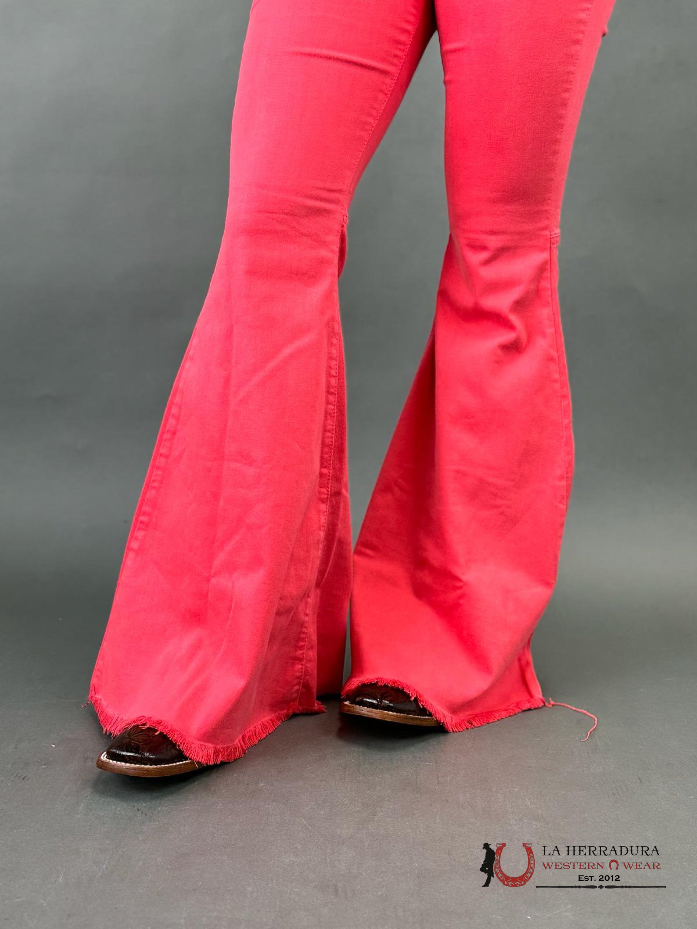 Vibrant Peach Orange Flare Rock&Roll Jeans Women