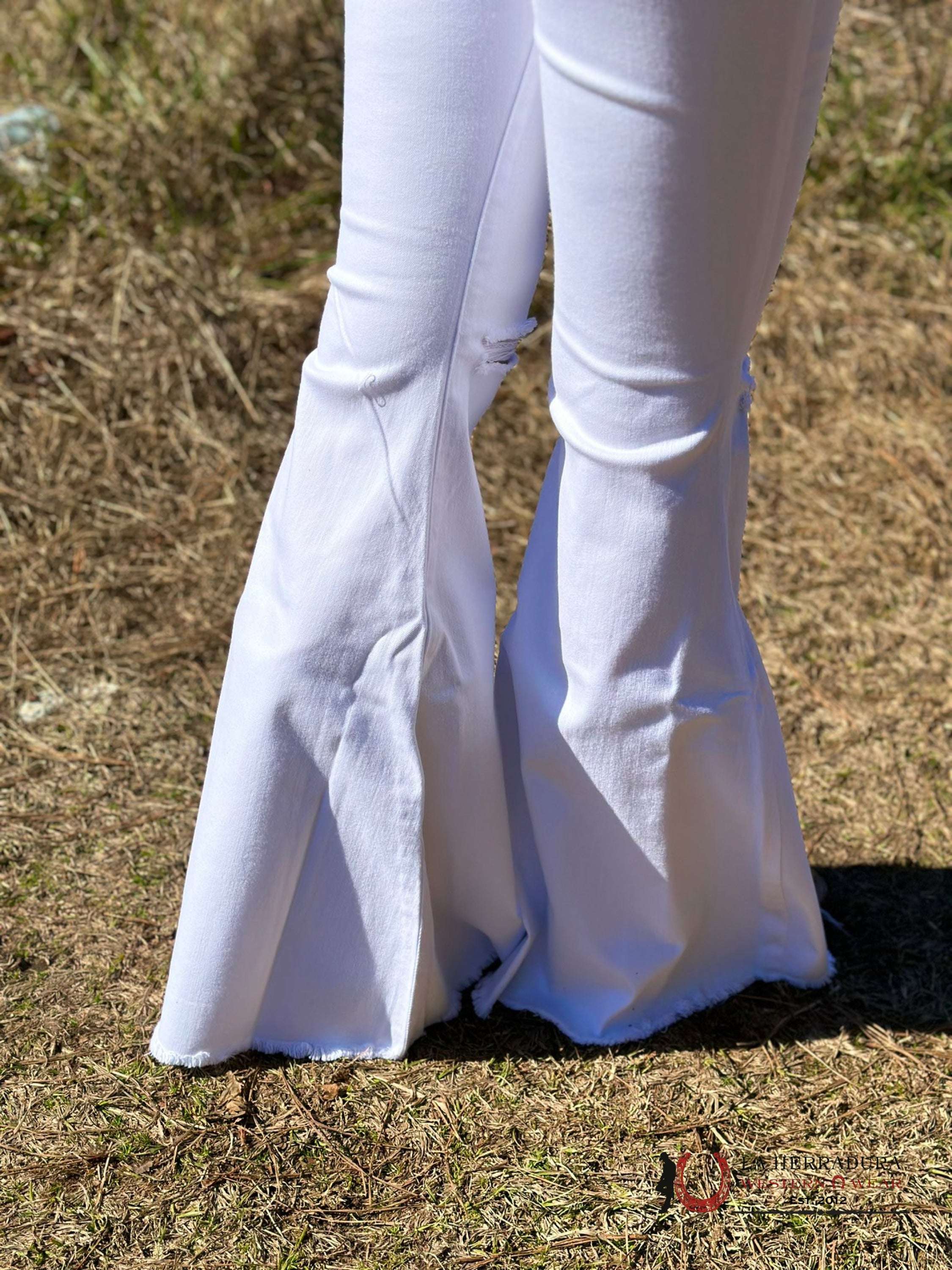 Vibrant White Flare Jeans Rock&Roll Women