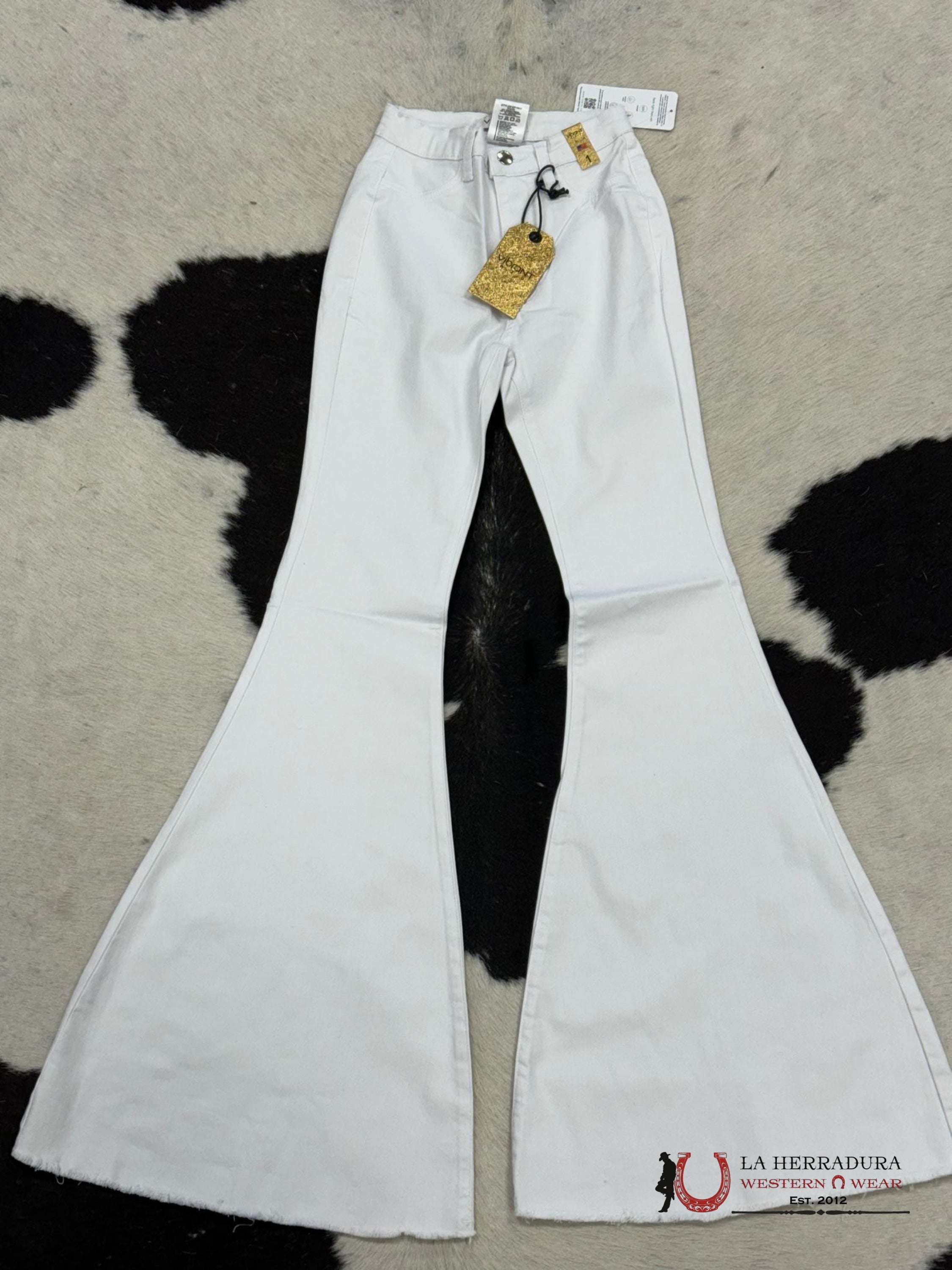 Vibrant White Flare Jeans Rock&Roll Women