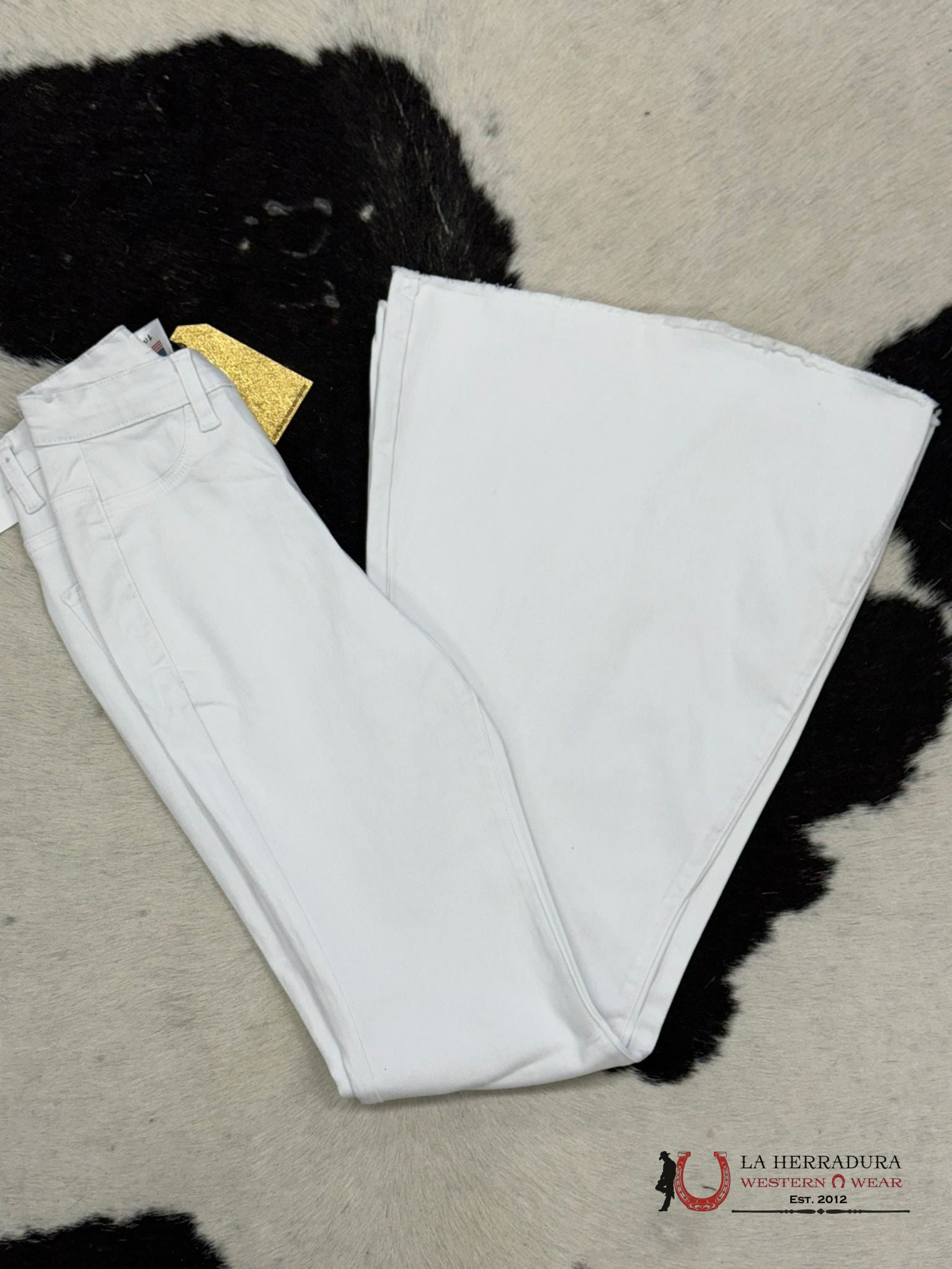 Vibrant White Flare Jeans Rock&Roll Women