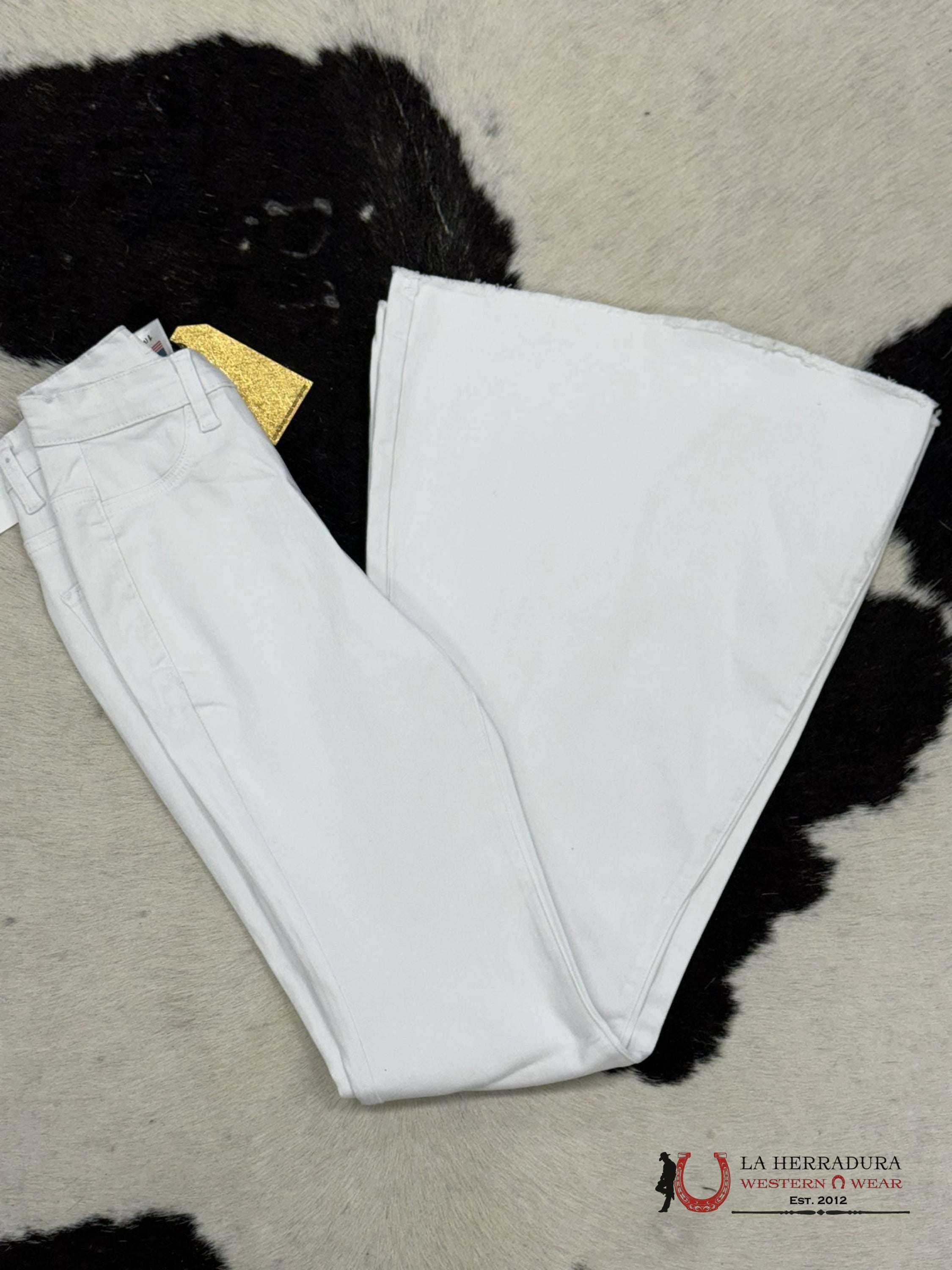 Vibrant White Flare Jeans Rock&Roll Women