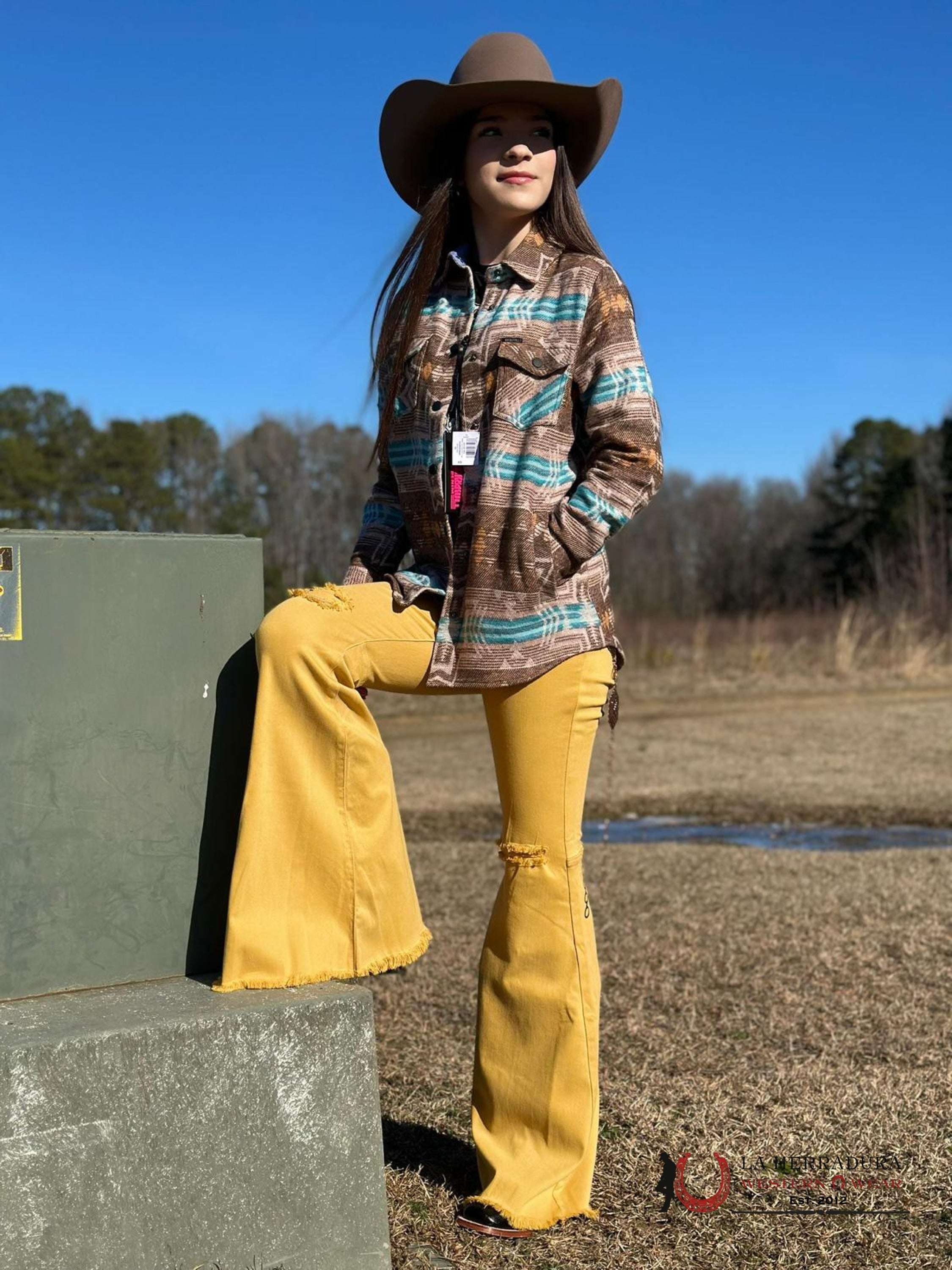 Vibrant Yellow Flare Jeans Rock&Roll Jeans Women