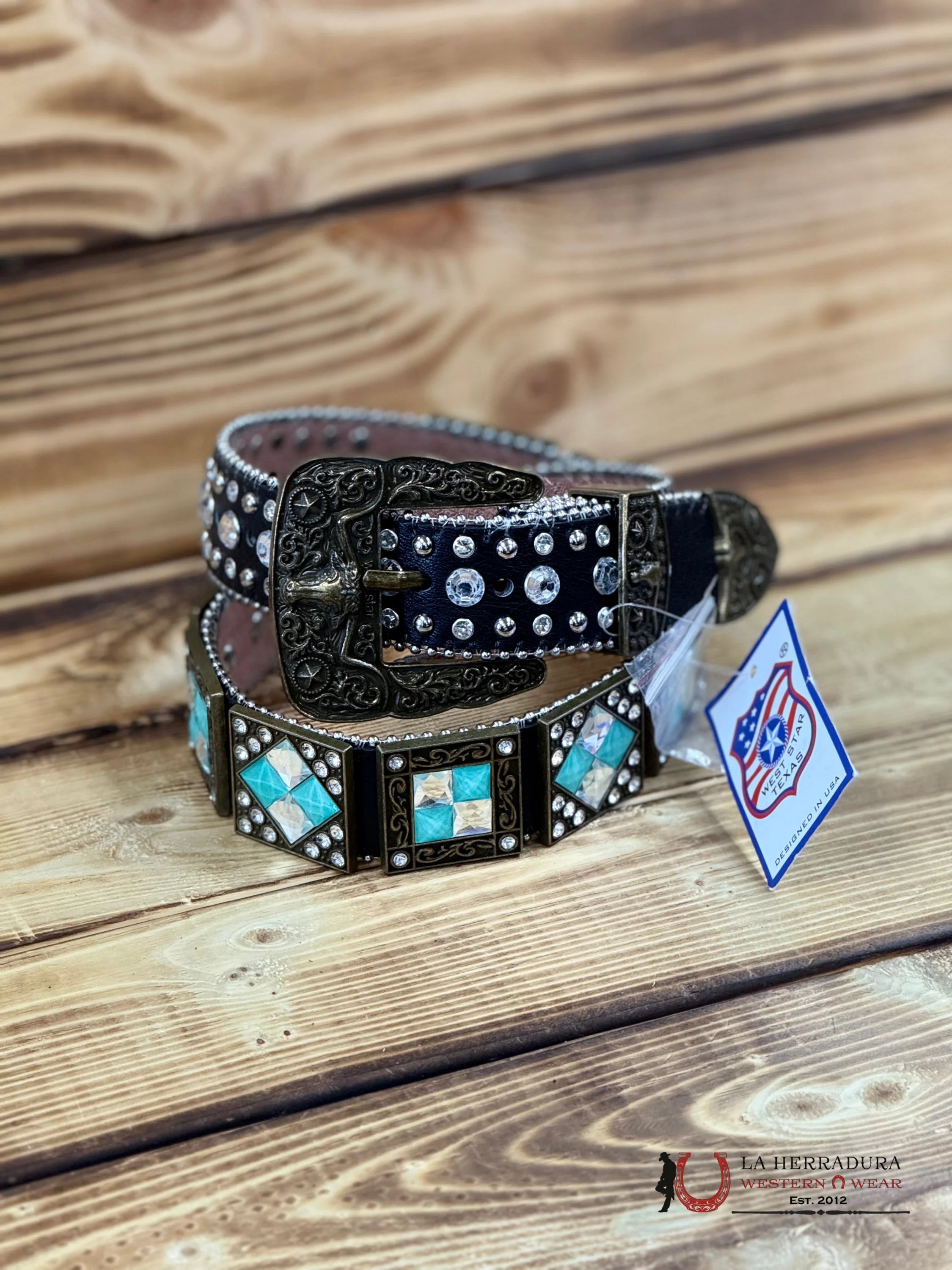 WEST STAR WOMENS BELT PEDRERIA TURWUESA 201F BK CINTURONES MUJERES