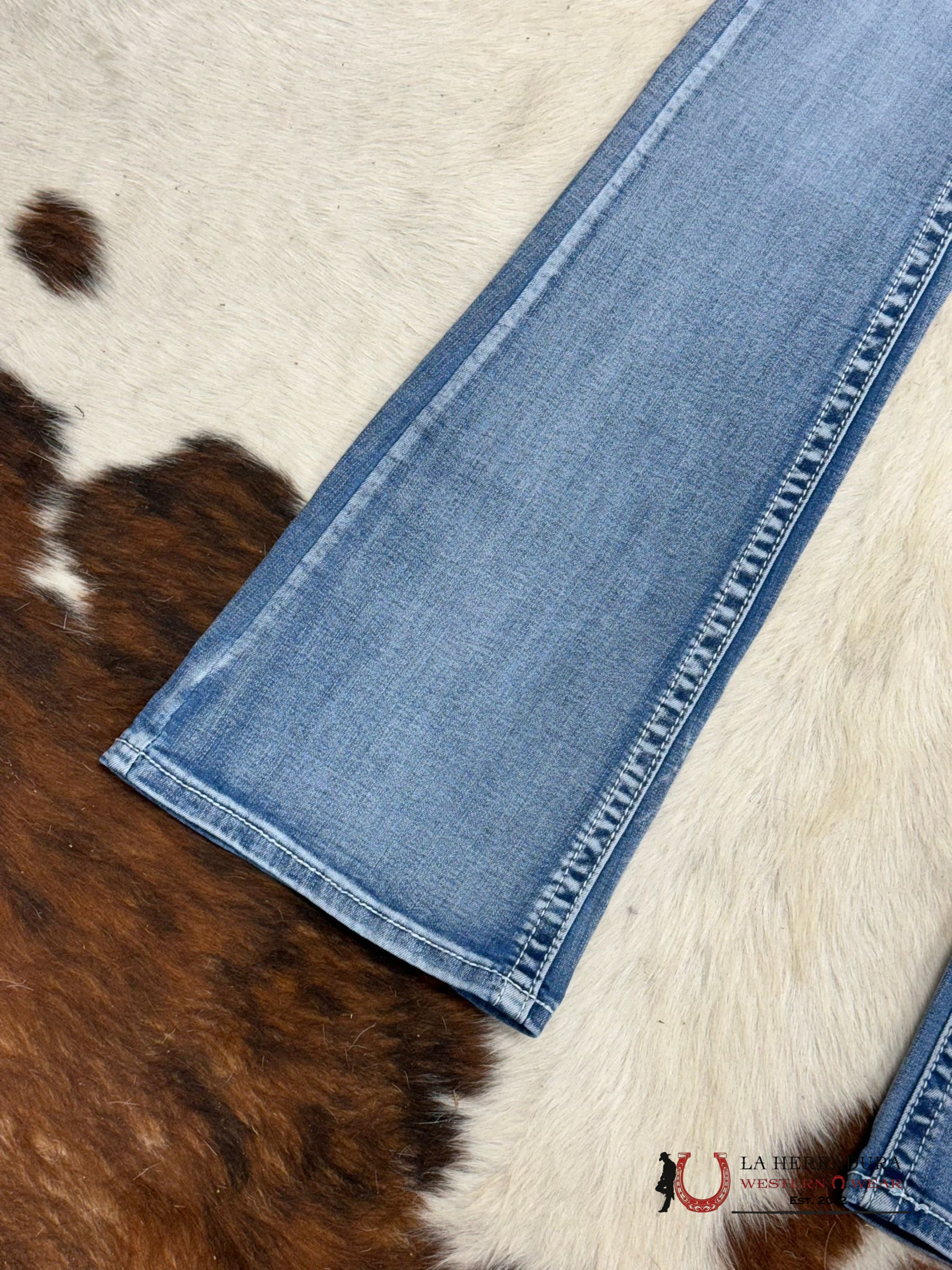 Westfield Eagle Rhinestone Distressed Light Wash Bootcut Women Jeans Wf-322 Ropa Mujeres