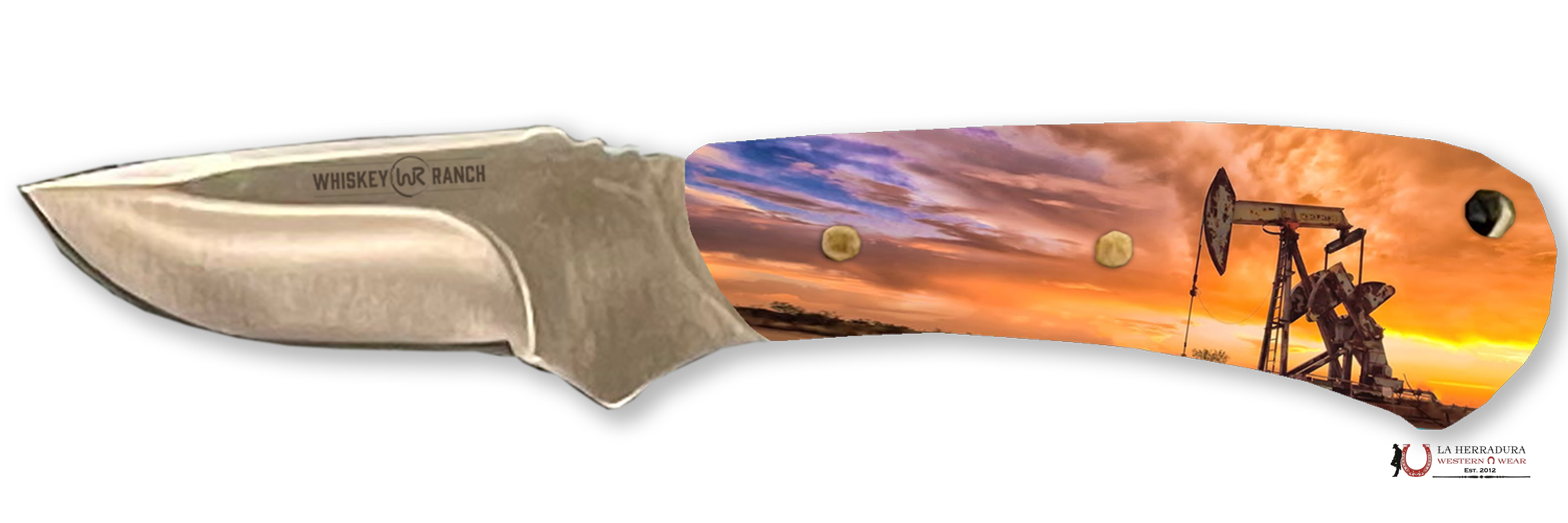 Whiskey Ranch Knife with Sunset Design ACCESORIOS
