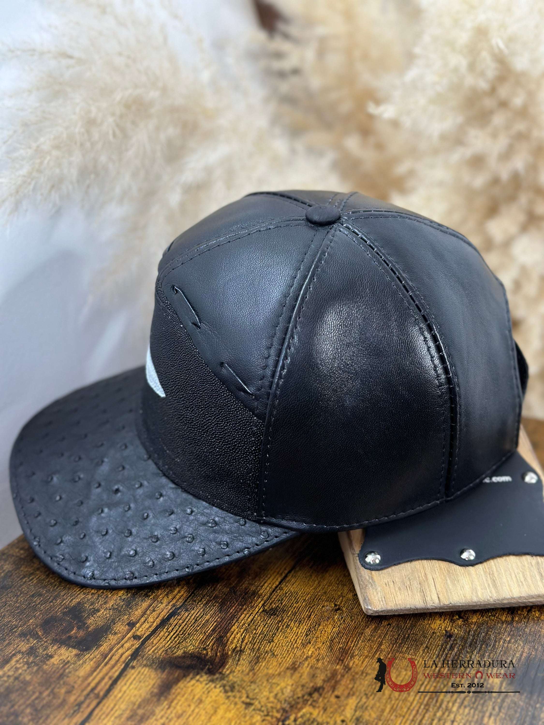 White Diamons Stingray Ostrich Black Cap Caps Mens Gorras Hombres
