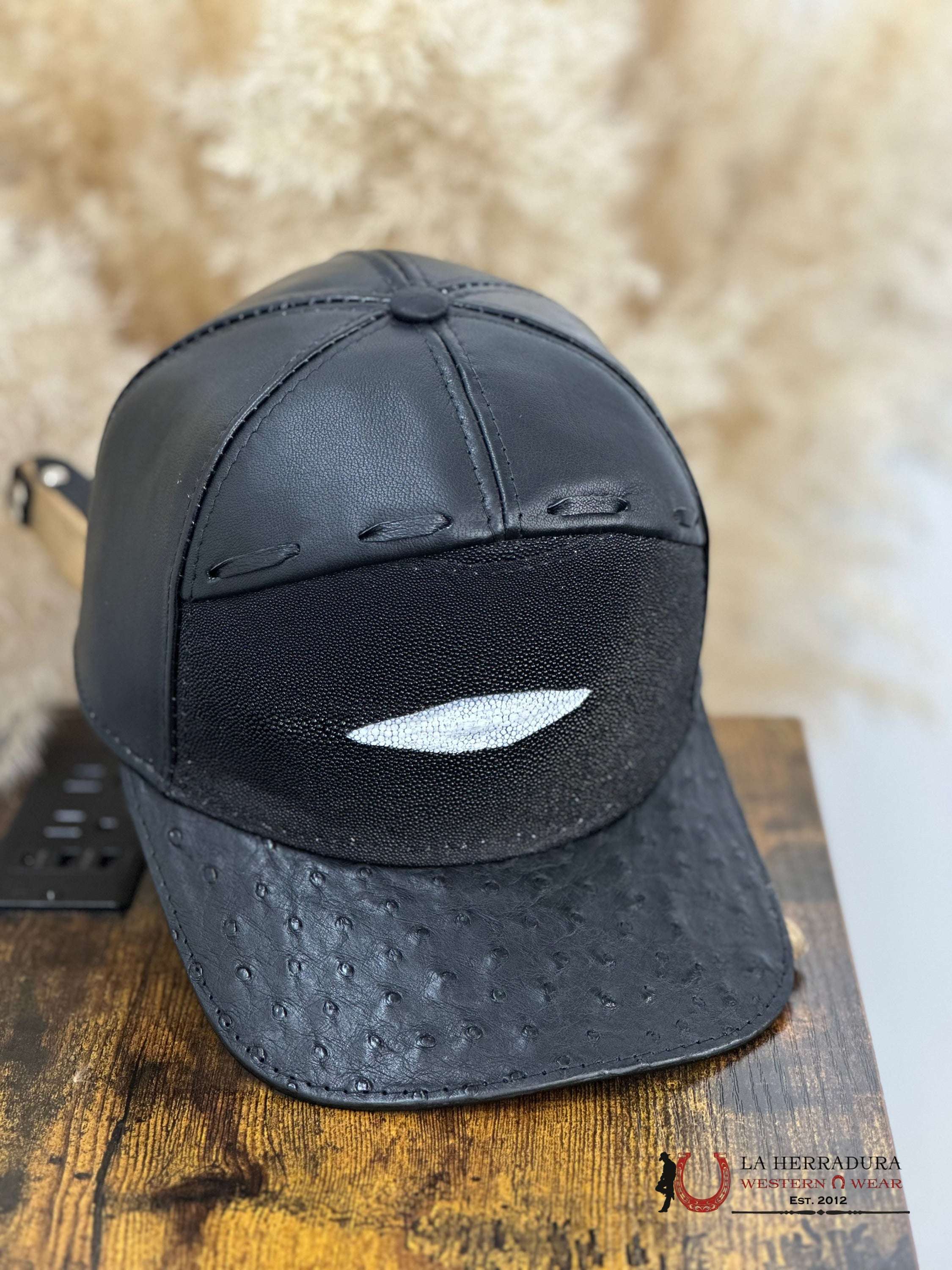 White Diamons Stingray Ostrich Black Cap Caps Mens Gorras Hombres