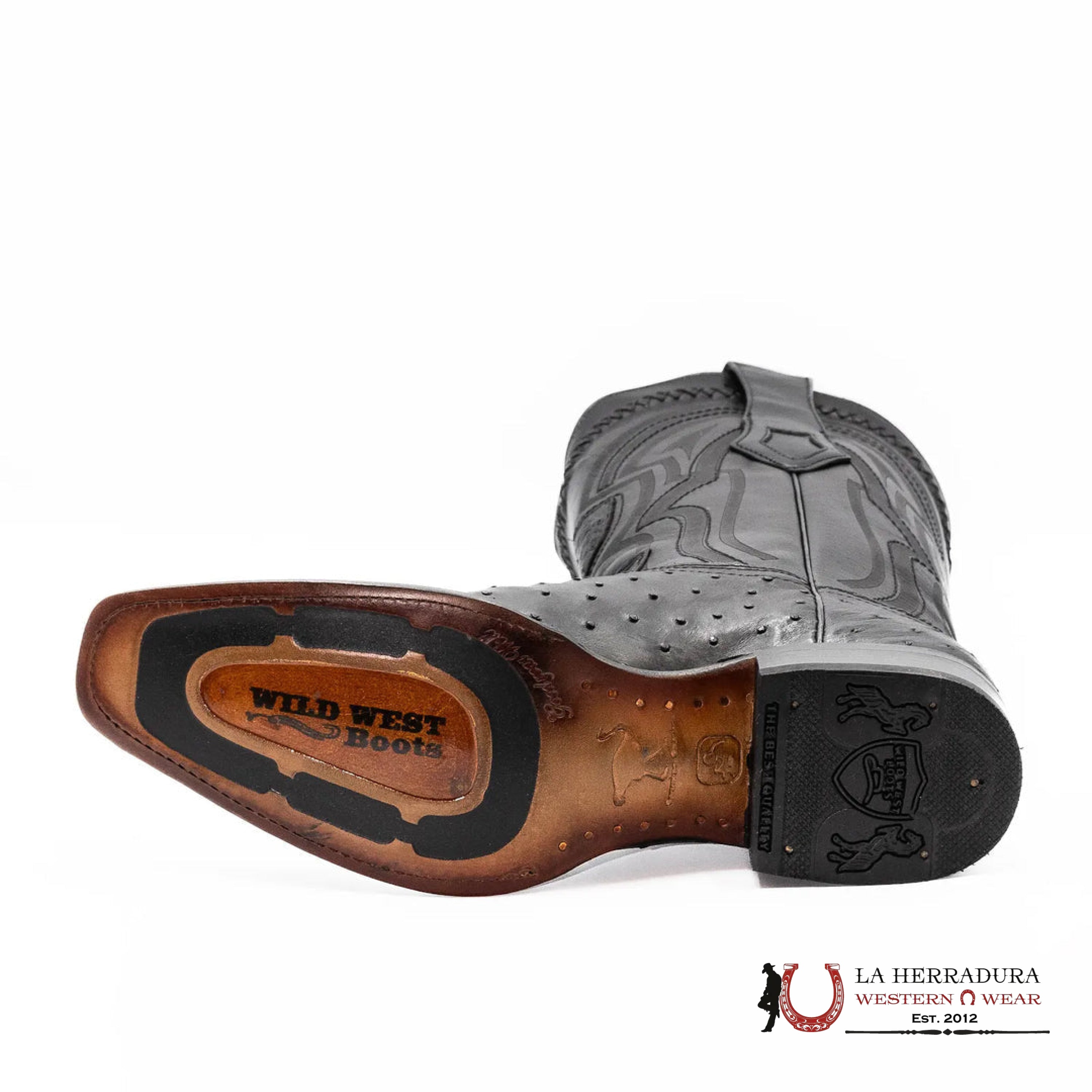 Wild West Boots - Men’s NARROW SQUARE TOE OSTRICH BLACK - 277L0305 BOTAS HOMBRES