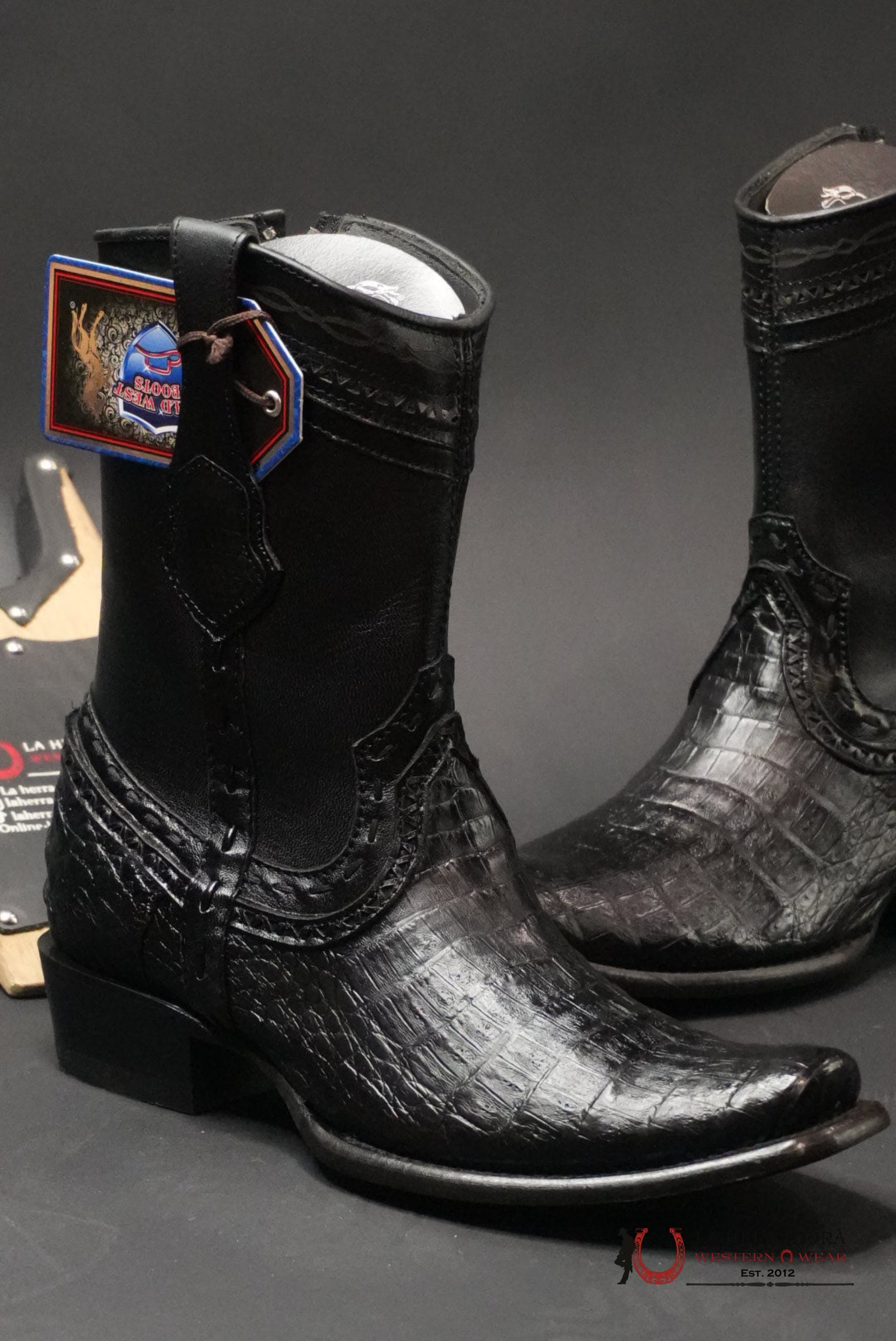 WILD WEST DUBAI BOOT SHORT CAIMAN BELLY BLACK - 205 BOTAS HOMBRES