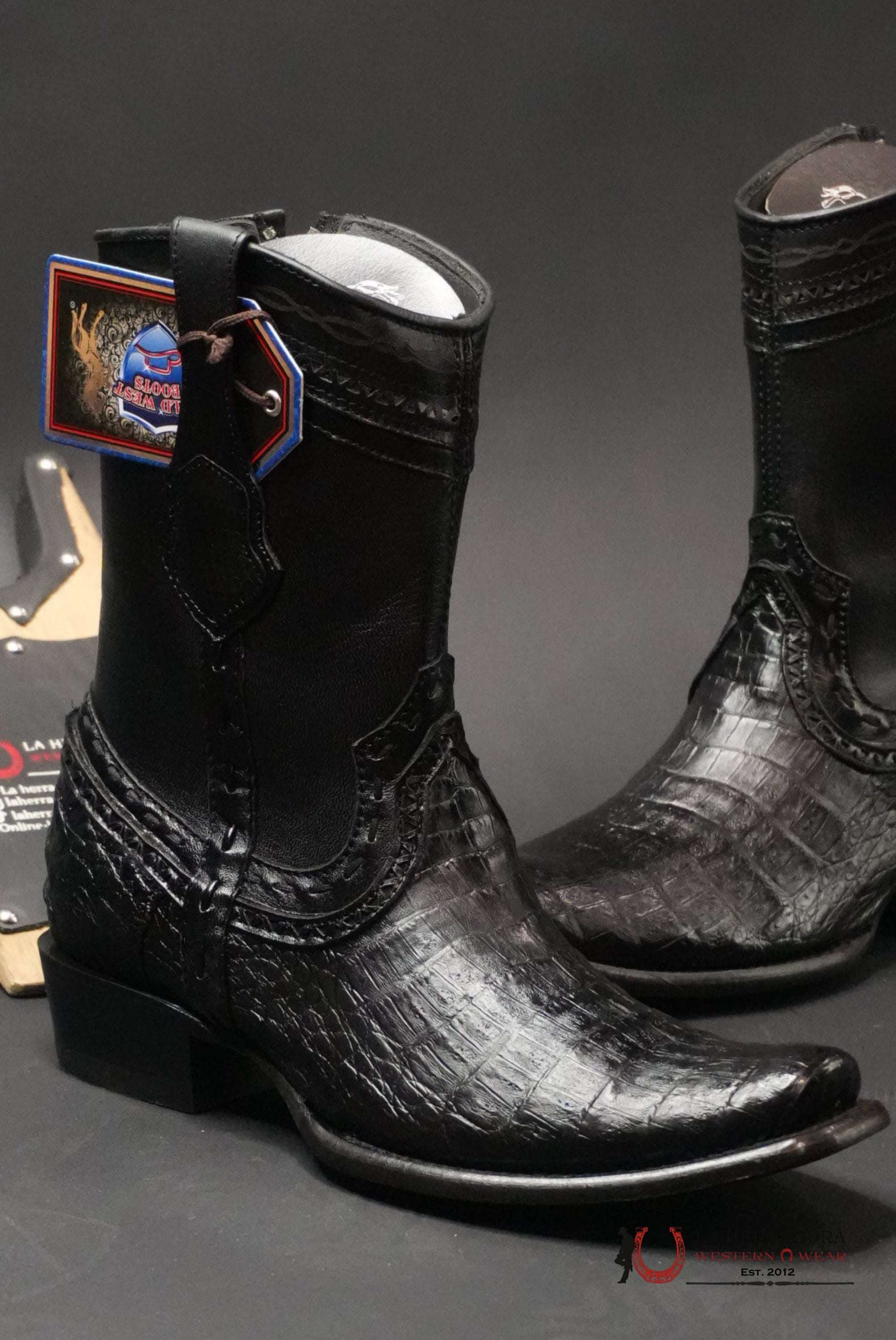WILD WEST DUBAI BOOT SHORT CAIMAN BELLY BLACK - 205 BOTAS HOMBRES