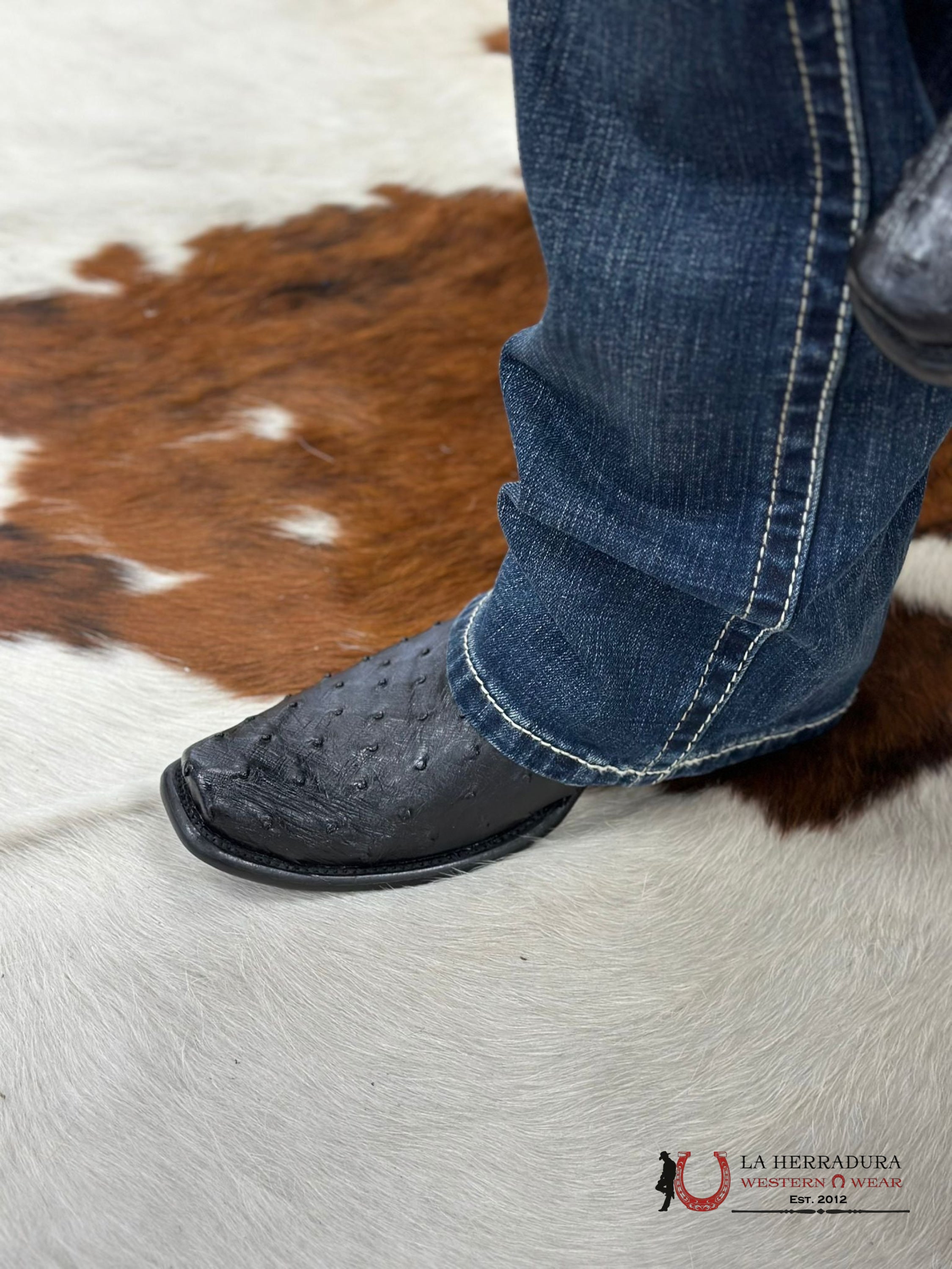 Wild West Dubai Short Boot Ostrich Black Botas Hombres