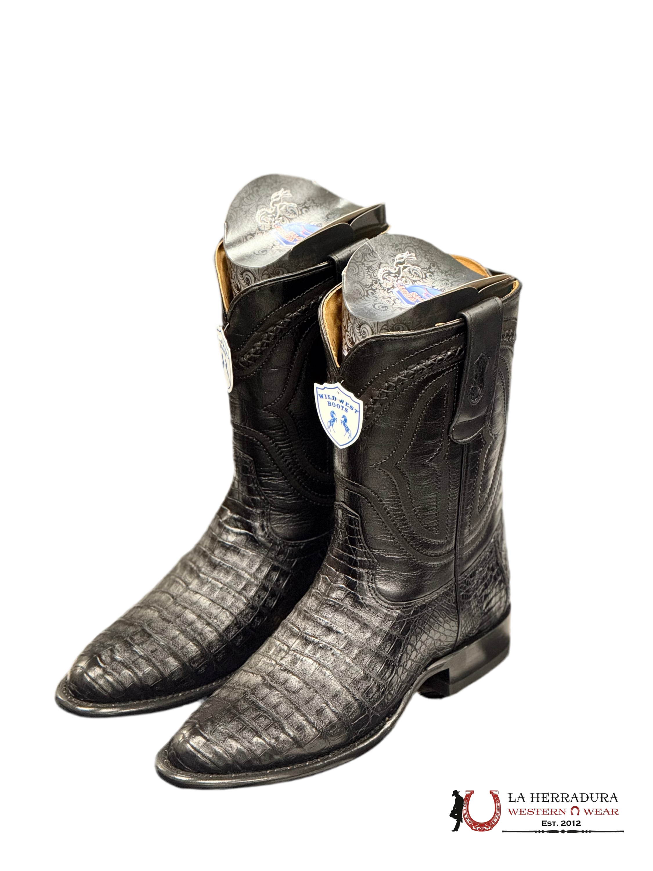 WILD WEST EXOTIC BLACK CAIMAN BELLY ROPER BOOT 269I8205 BOTAS HOMBRES