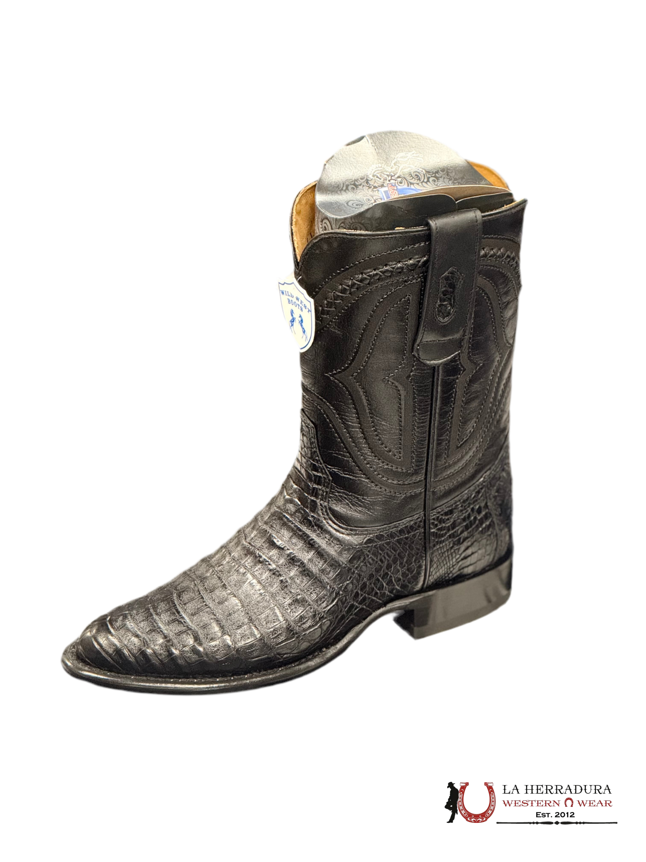 WILD WEST EXOTIC BLACK CAIMAN BELLY ROPER BOOT 269I8205 BOTAS HOMBRES