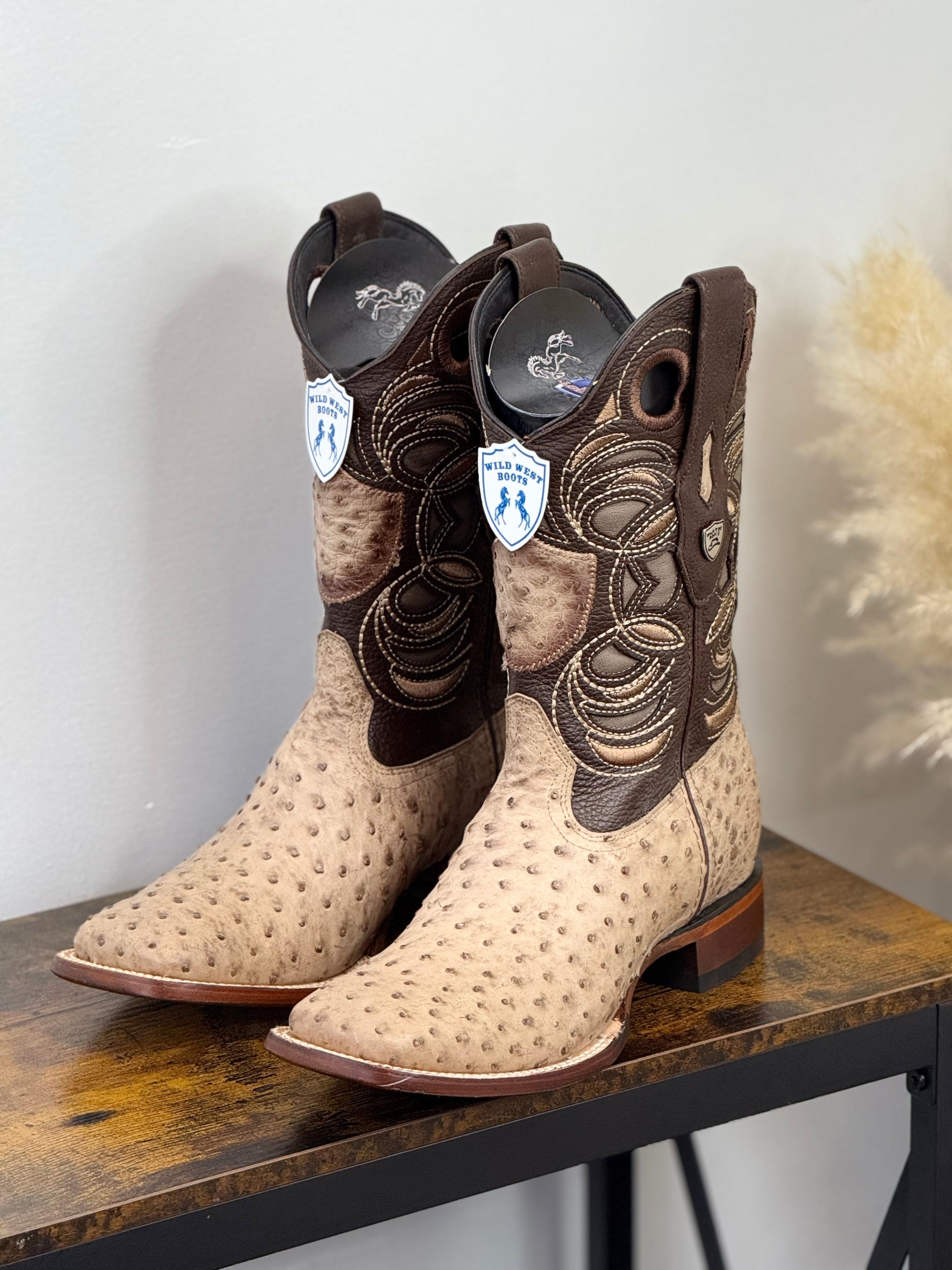 WILD WEST EXOTIC MOCHA OSTRICH SQ. TOE -28240372 BOTAS HOMBRES