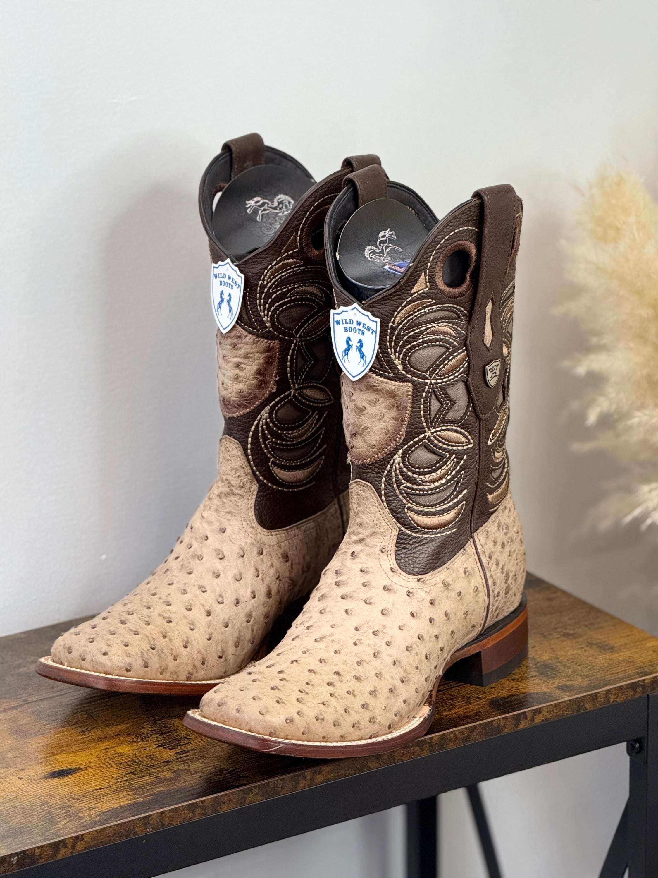 WILD WEST EXOTIC MOCHA OSTRICH SQ. TOE -28240372 BOTAS HOMBRES