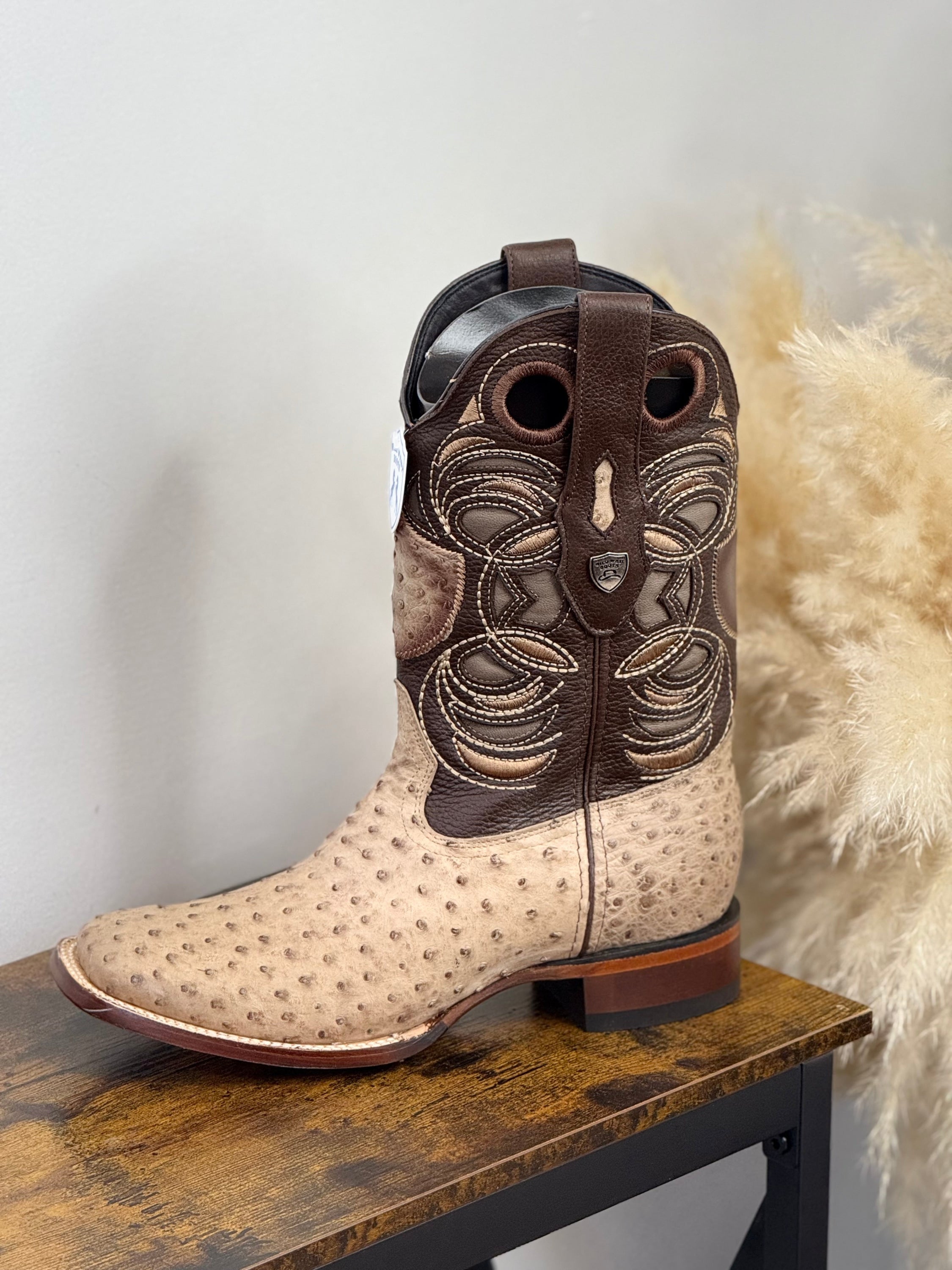 WILD WEST EXOTIC MOCHA OSTRICH SQ. TOE -28240372 BOTAS HOMBRES