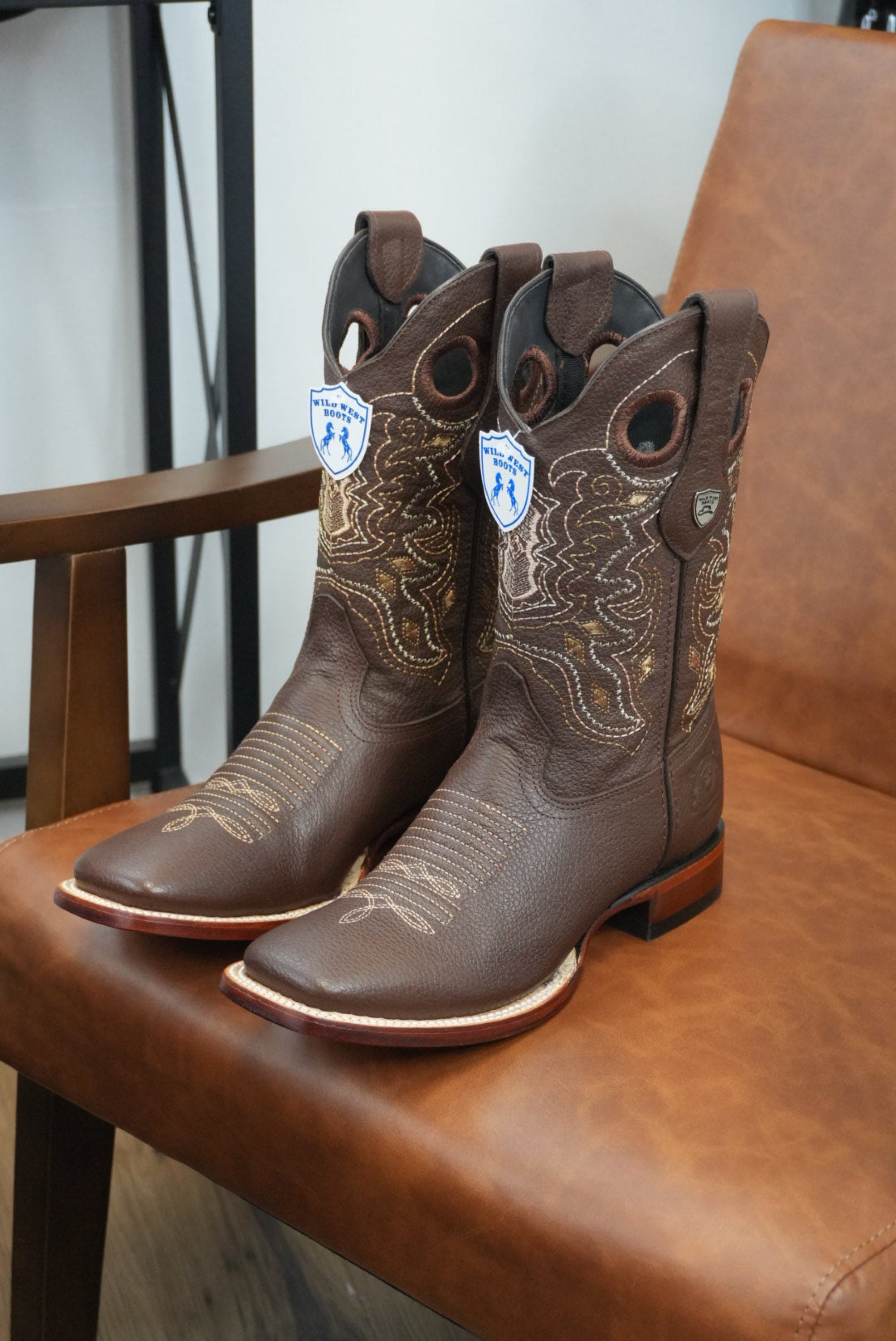 Wild West Grisly Brown Leather Sole Square Toe Boot- 2707 (824) BOTAS HOMBRES