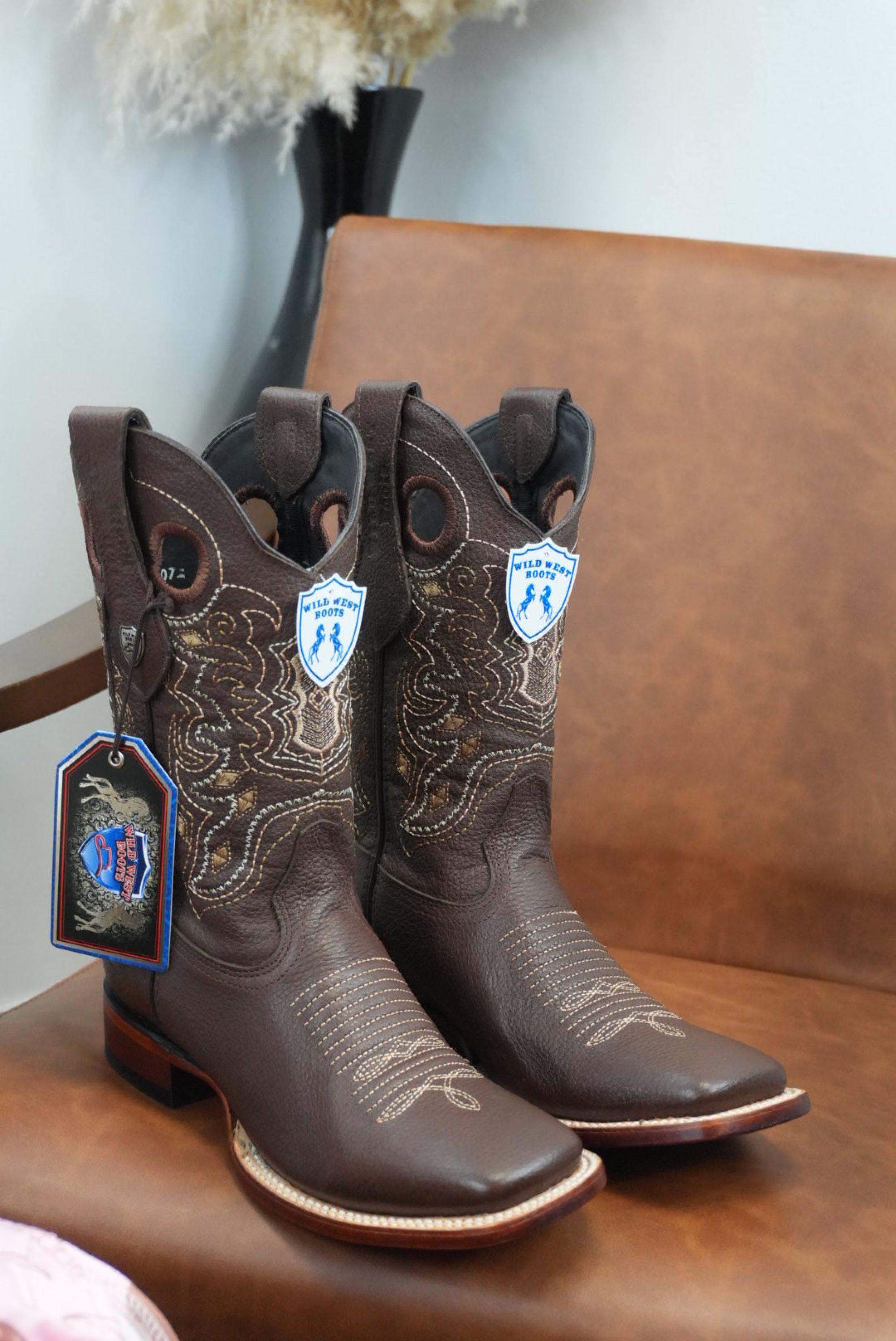 Wild West Grisly Brown Leather Sole Square Toe Boot- 2707 (824) BOTAS HOMBRES