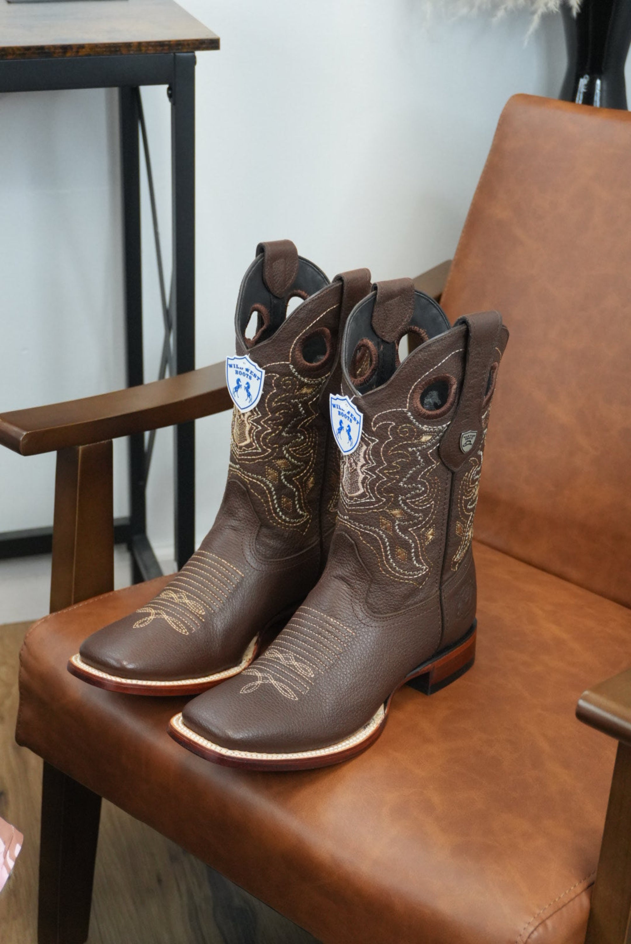 Wild West Grisly Brown Leather Sole Square Toe Boot- 2707 (824) BOTAS HOMBRES