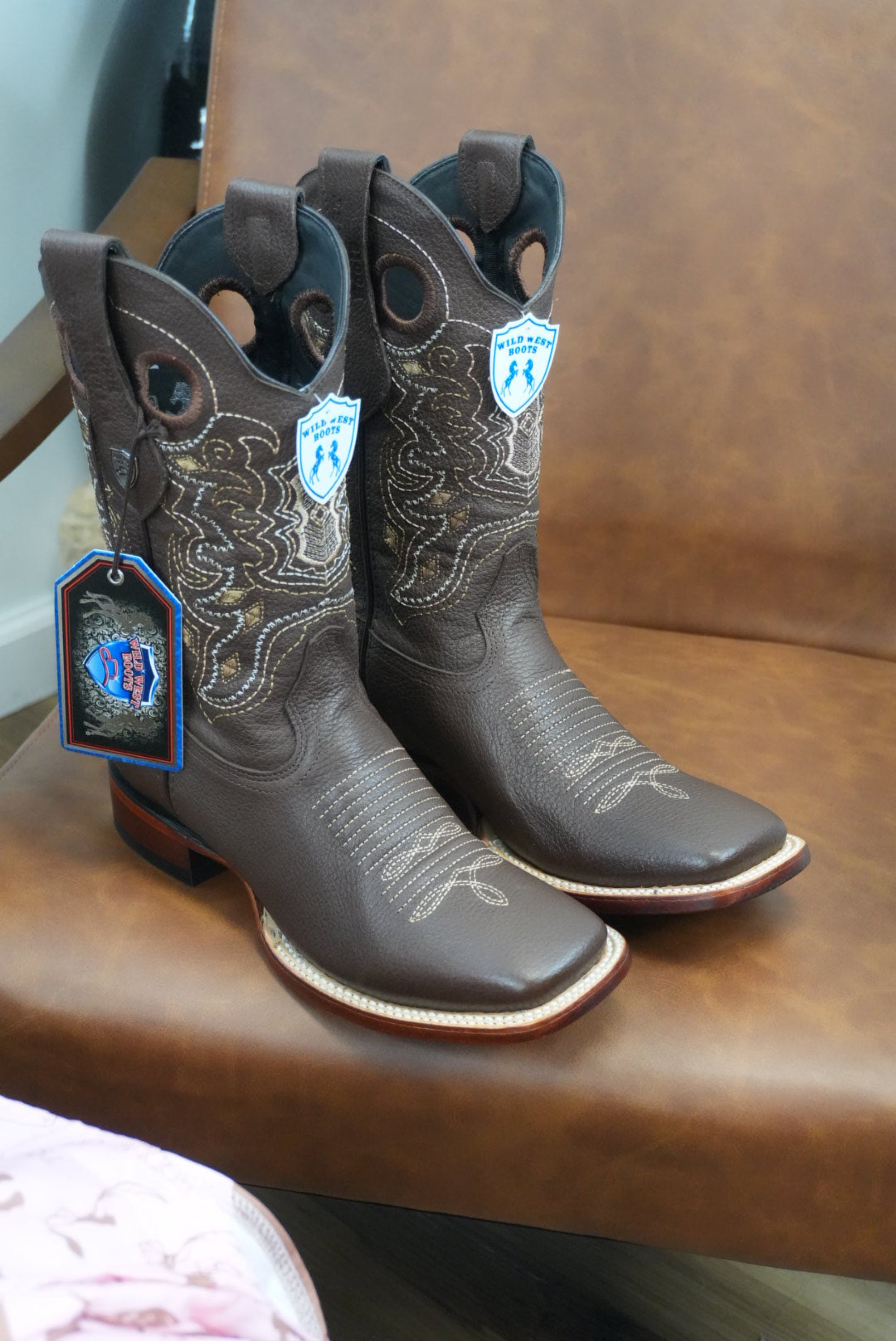 Wild West Grisly Brown Leather Sole Square Toe Boot- 2707 (824) BOTAS HOMBRES