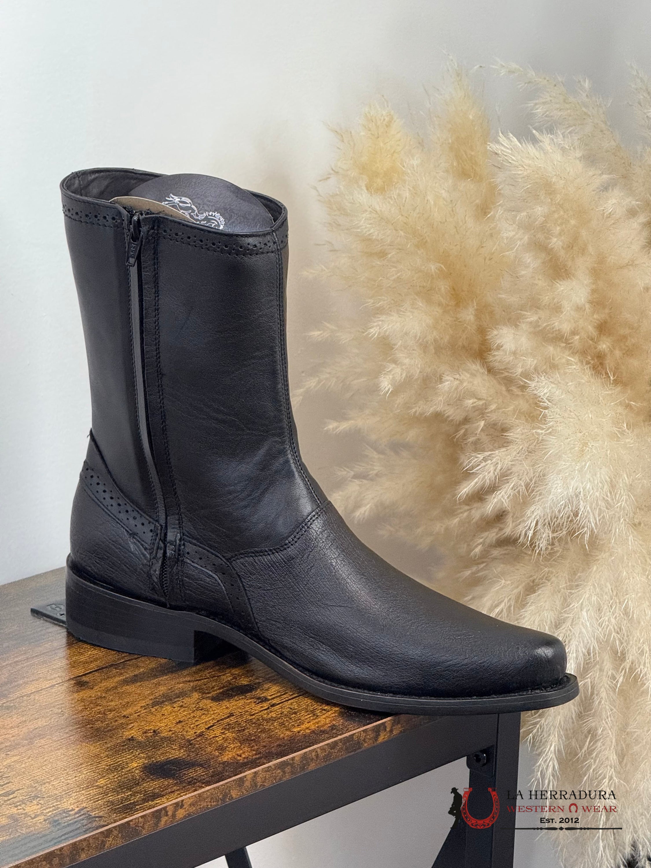 WILD WEST LOW SHAFT DRESSY BOOT EXOTIC BLACK SMOOTH OSTRICH -278BI9705 BOTAS HOMBRES