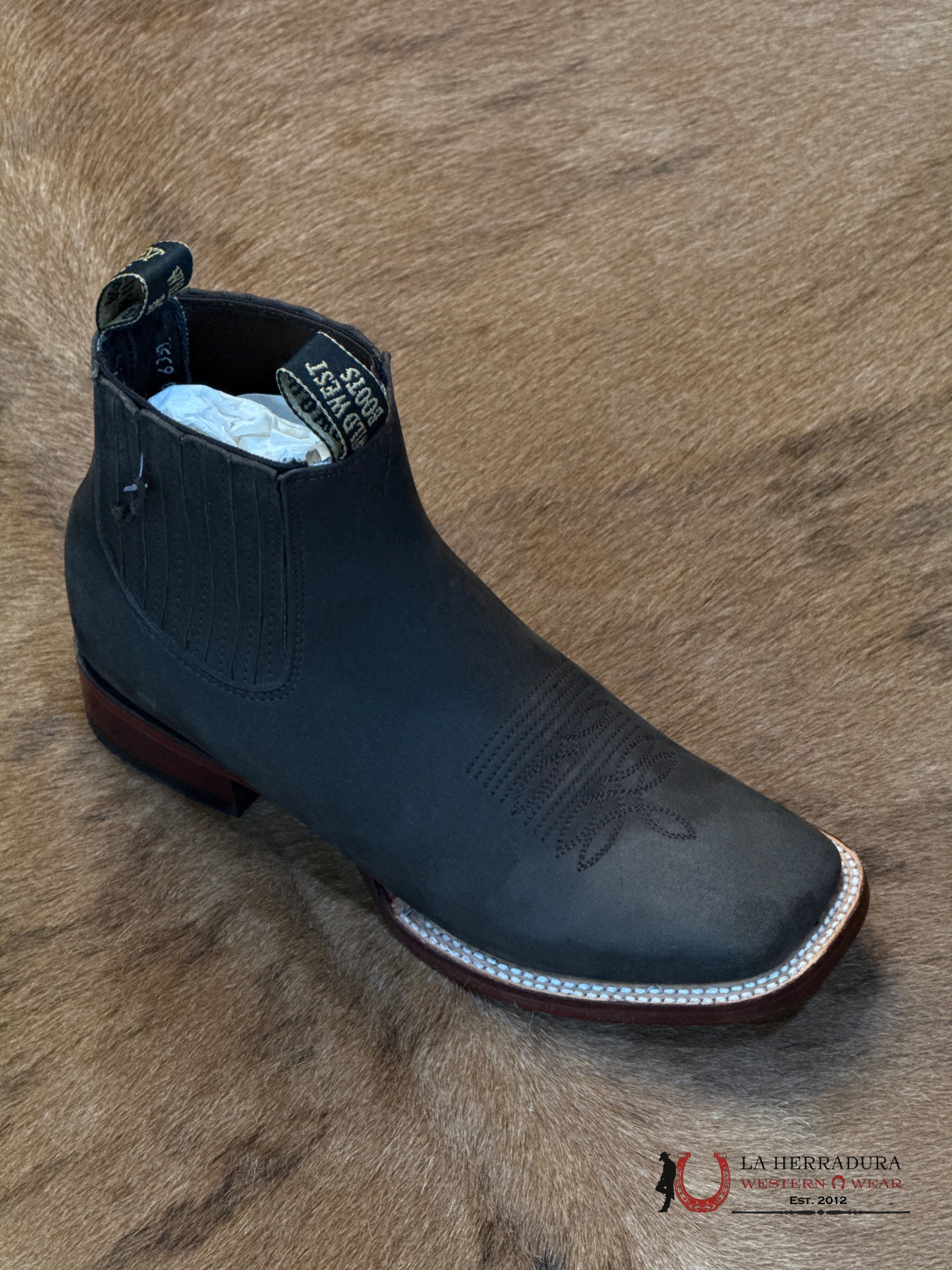 WILDWEST SHORT BOOT NOBUCK DARK TABACCO SQ. TOE 282BM6359 BOTAS HOMBRES