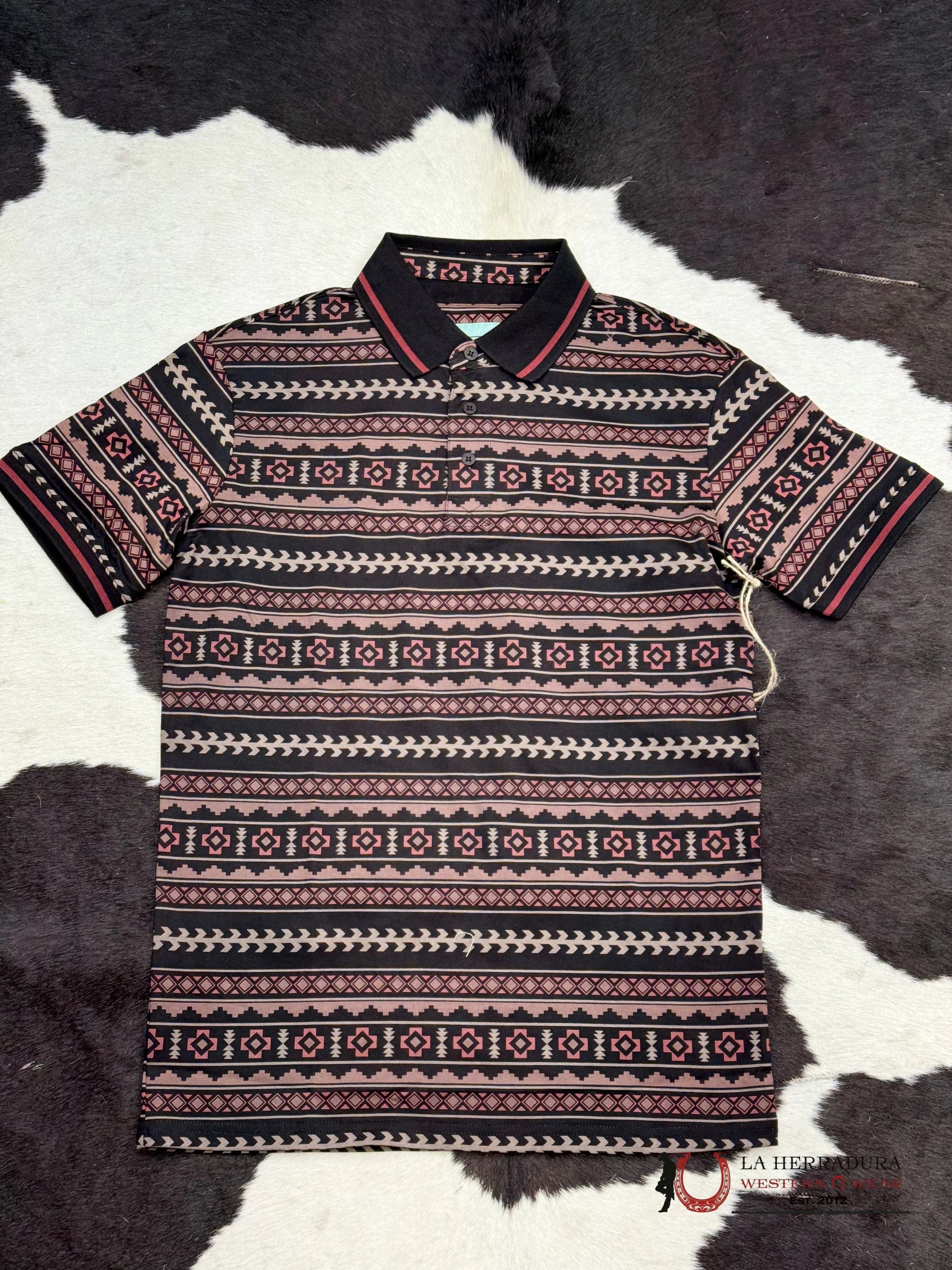 Wine Polo Aztec Short Sleeve Shirt Vino Ropa Hombres
