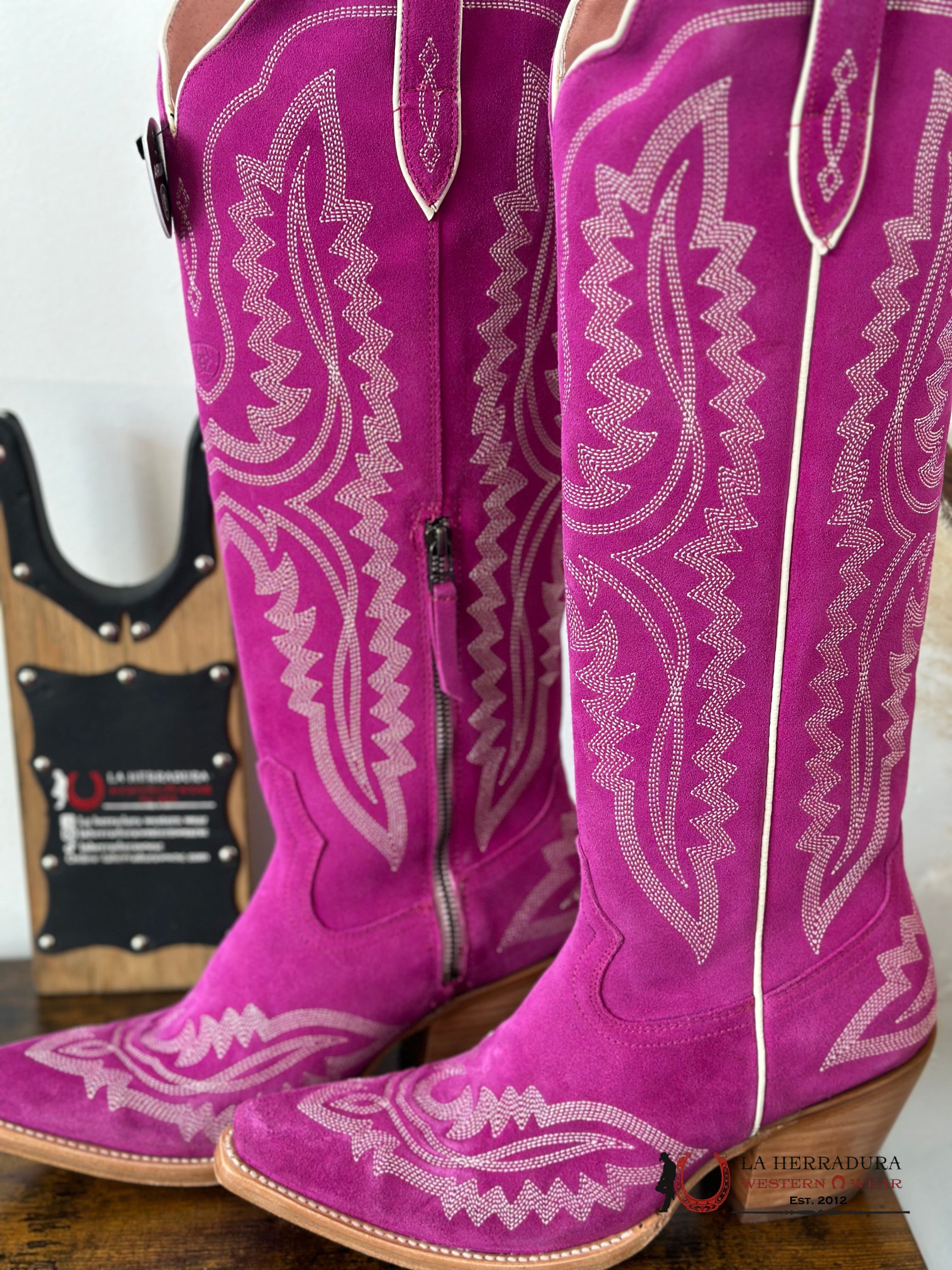 Womans Ariat Casanova Haute Pink Suede Botas Mujeres