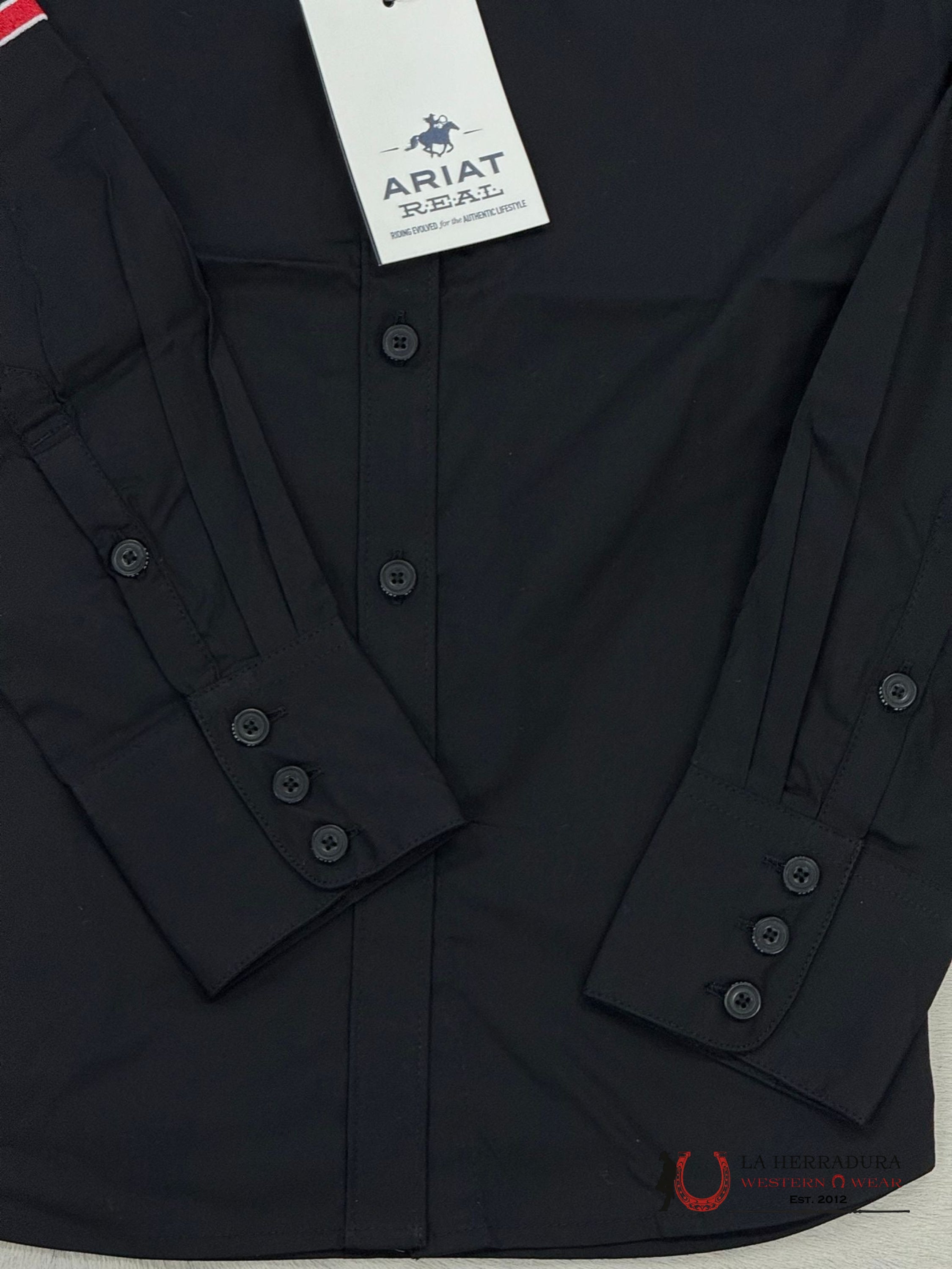 Ariat Womens Team Kirby Black With Mexico Flag Embroidered Long Sleeve Shirt Ropa Mujeres