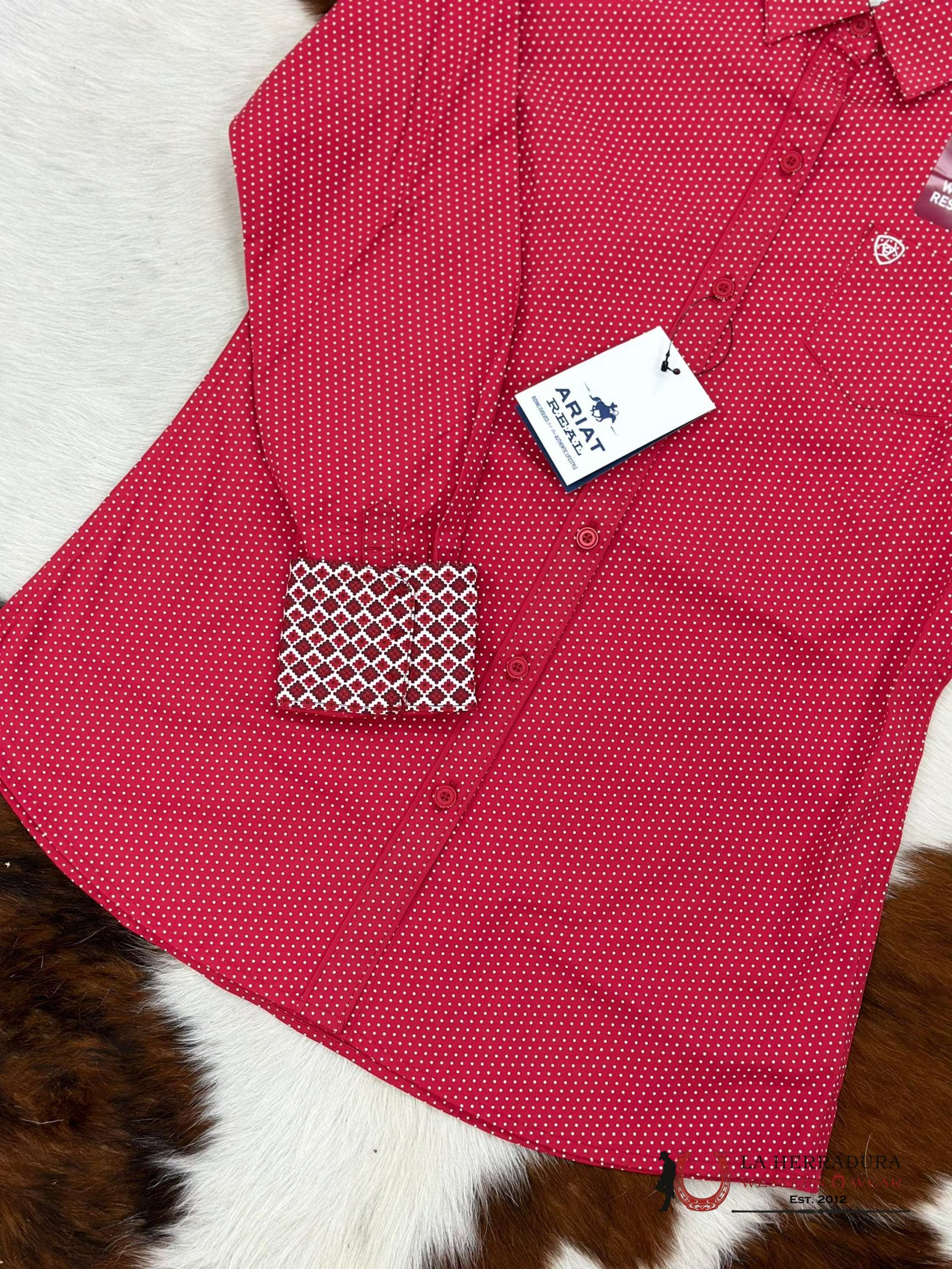 Women Ariat Kirby Carolina Dot Long Sleeve Shirt Ropa Mujeres