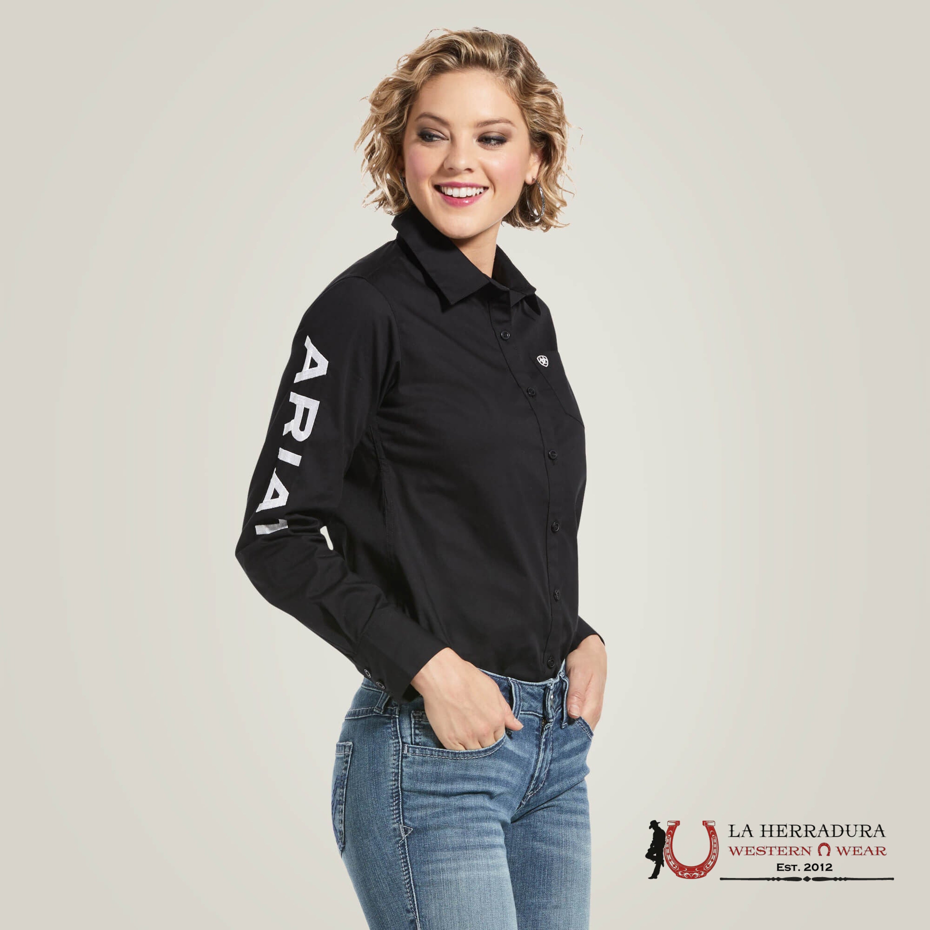 Ariat Kirby Longsleeve Shirt Black- 3034 Ropa Mujeres