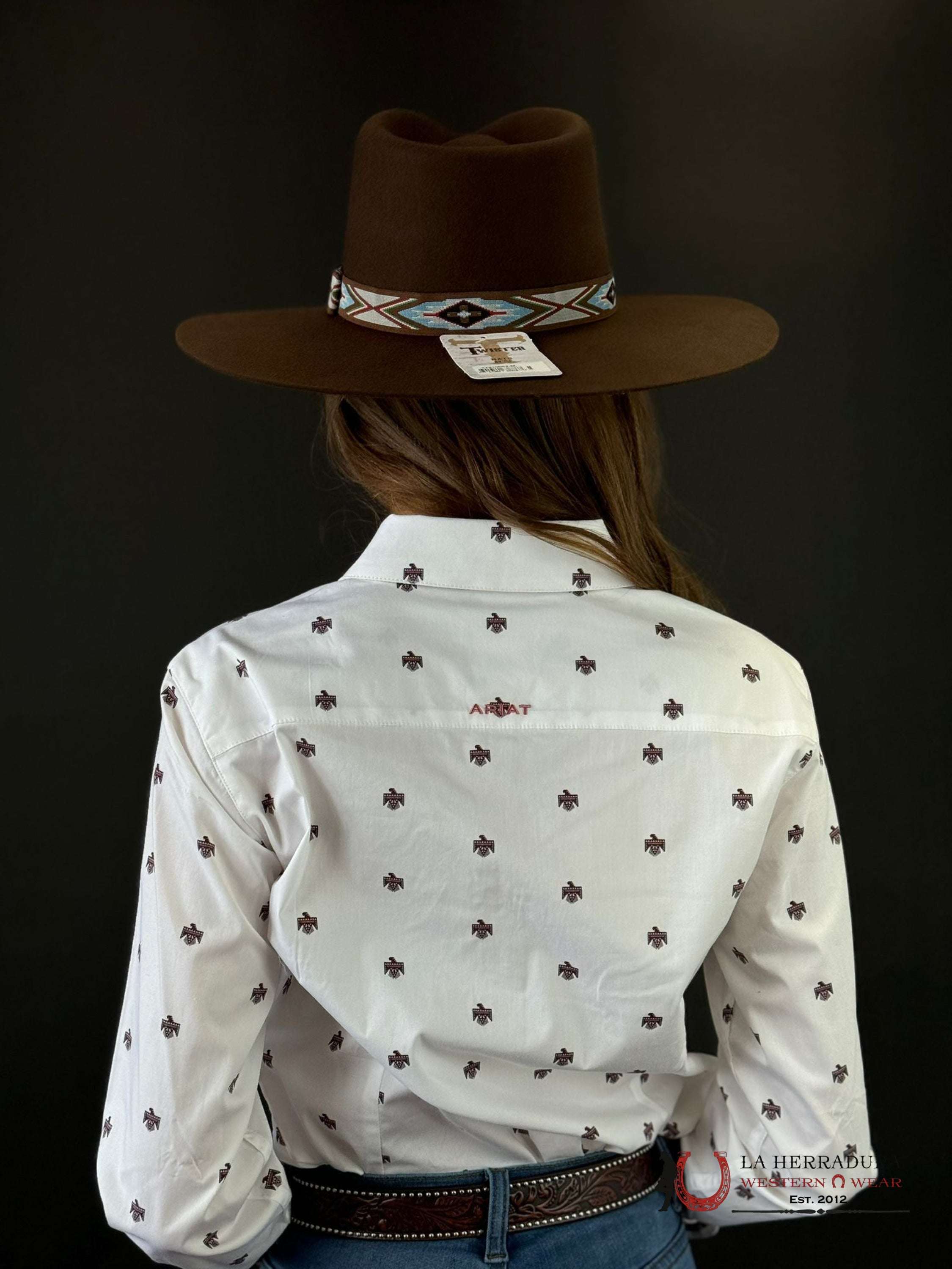 Women Ariat Kirby Long Sleeve White Thunderbird Print Ropa Mujeres
