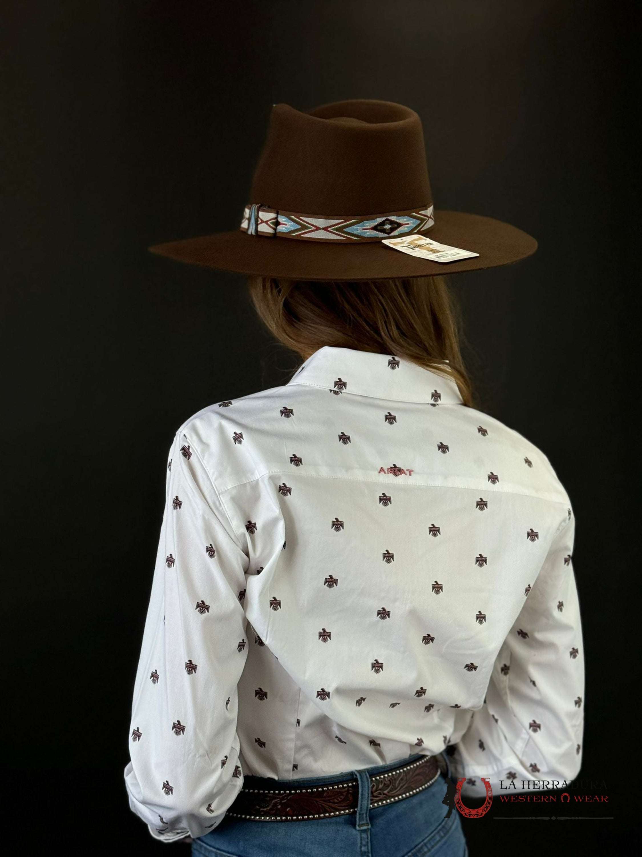 Women Ariat Kirby Long Sleeve White Thunderbird Print Ropa Mujeres