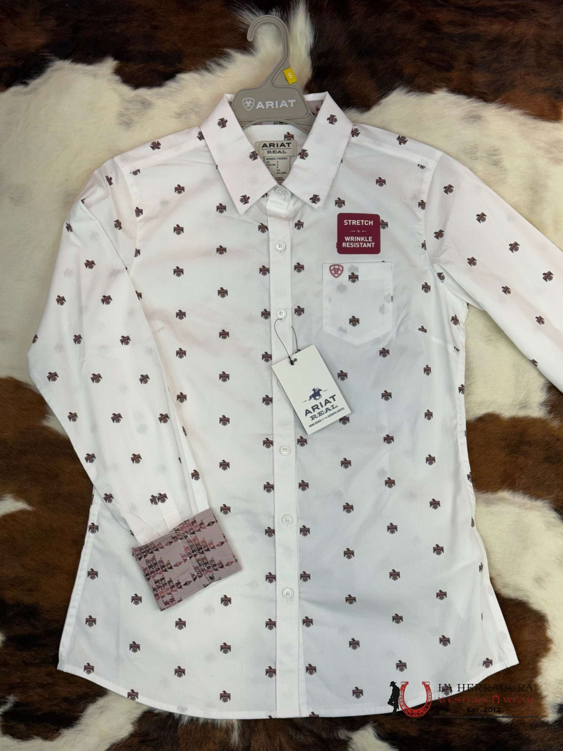 Women Ariat Kirby Long Sleeve White Thunderbird Print Ropa Mujeres