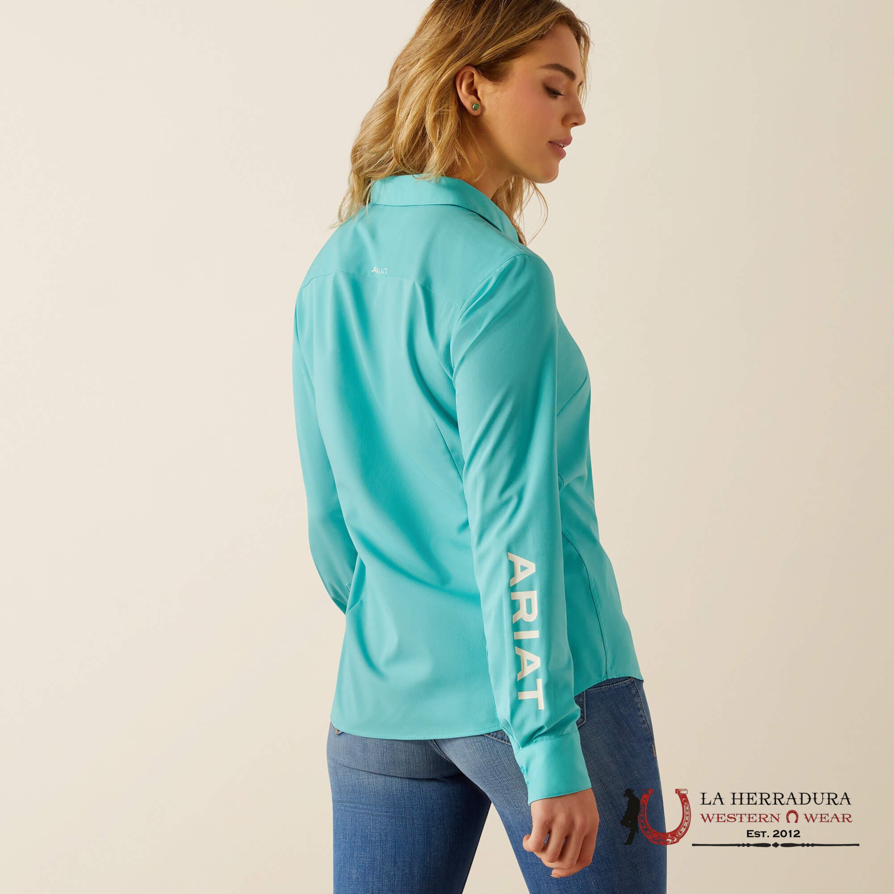 Ariat Kirby Pro Team Long Sleeve Shirt Blue Turquoise - 4758 Ropa Mujeres