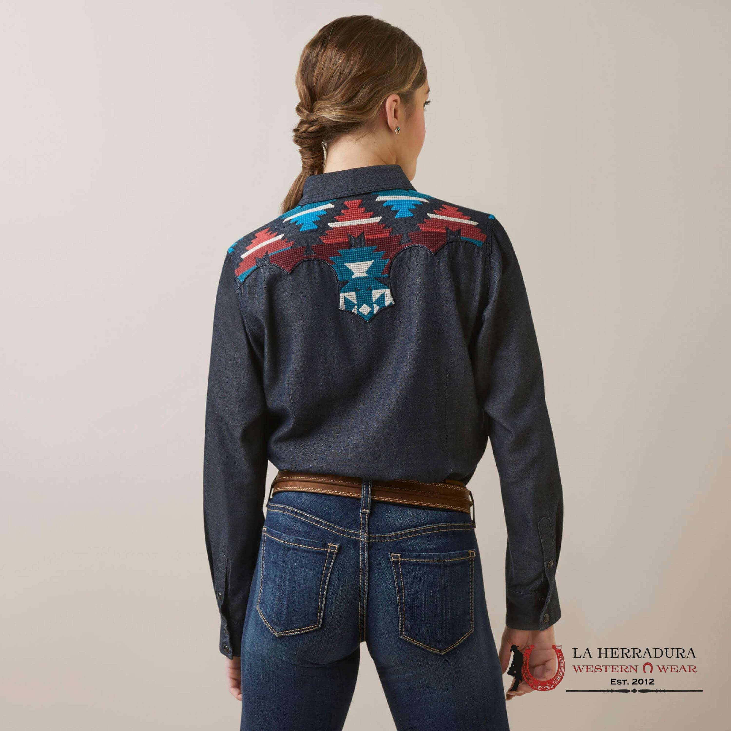 WOMEN ARIAT RINSED BOTTON UP LONG SHIRAT 10046312 ROPA MUJERES