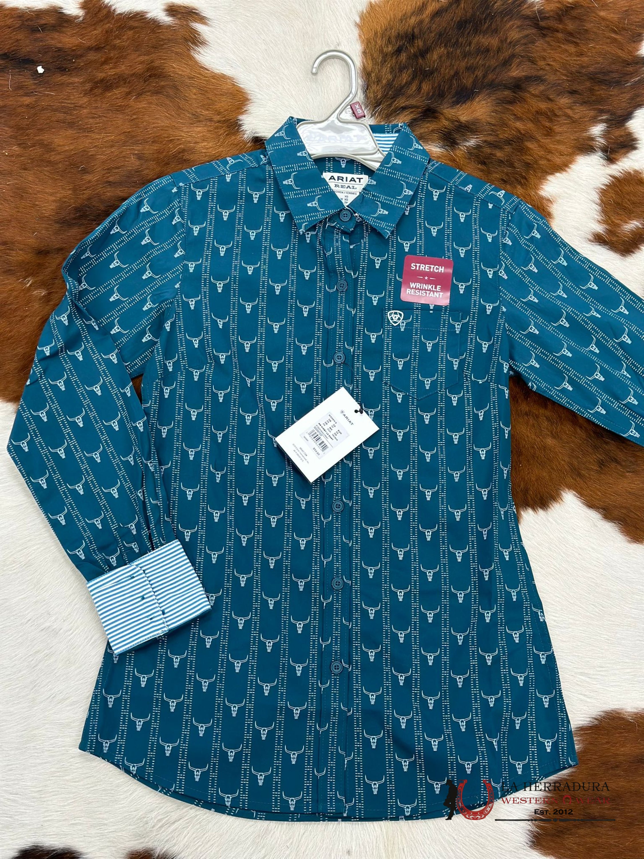 Women Ariat Kirby Steerhead Print Long Sleeve Shirt Ropa Mujeres