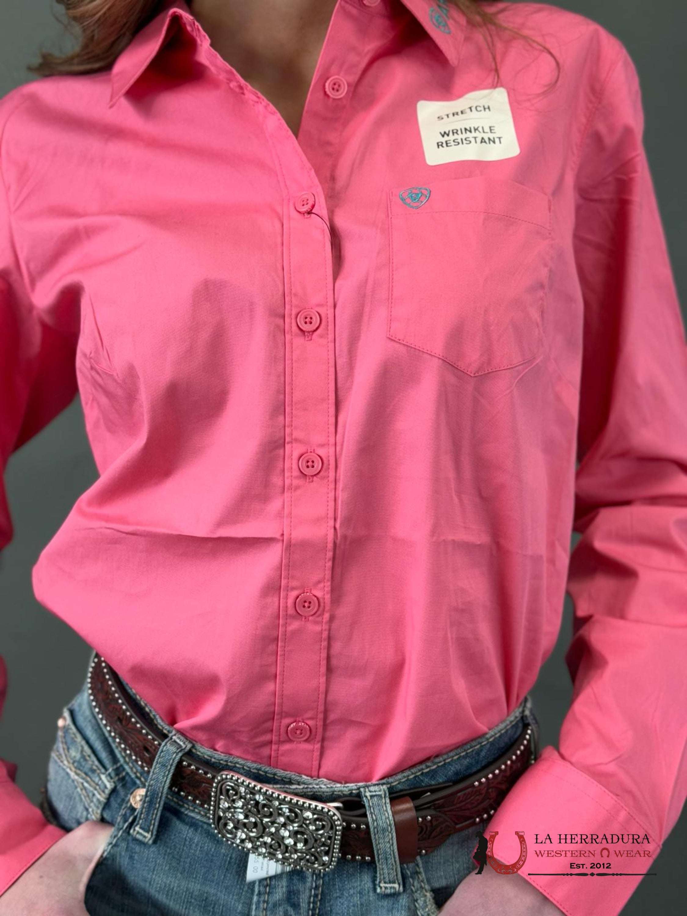Women Ariat Team Kirby Long Sleeve Camellia Rose Ropa Mujeres