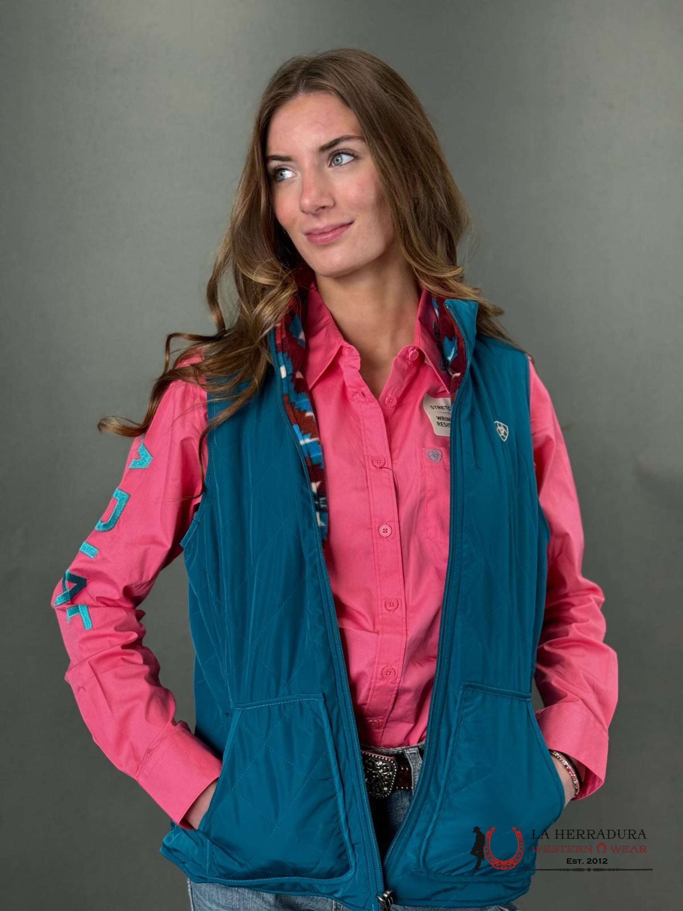 Women Ariat Team Kirby Long Sleeve Camellia Rose Ropa Mujeres
