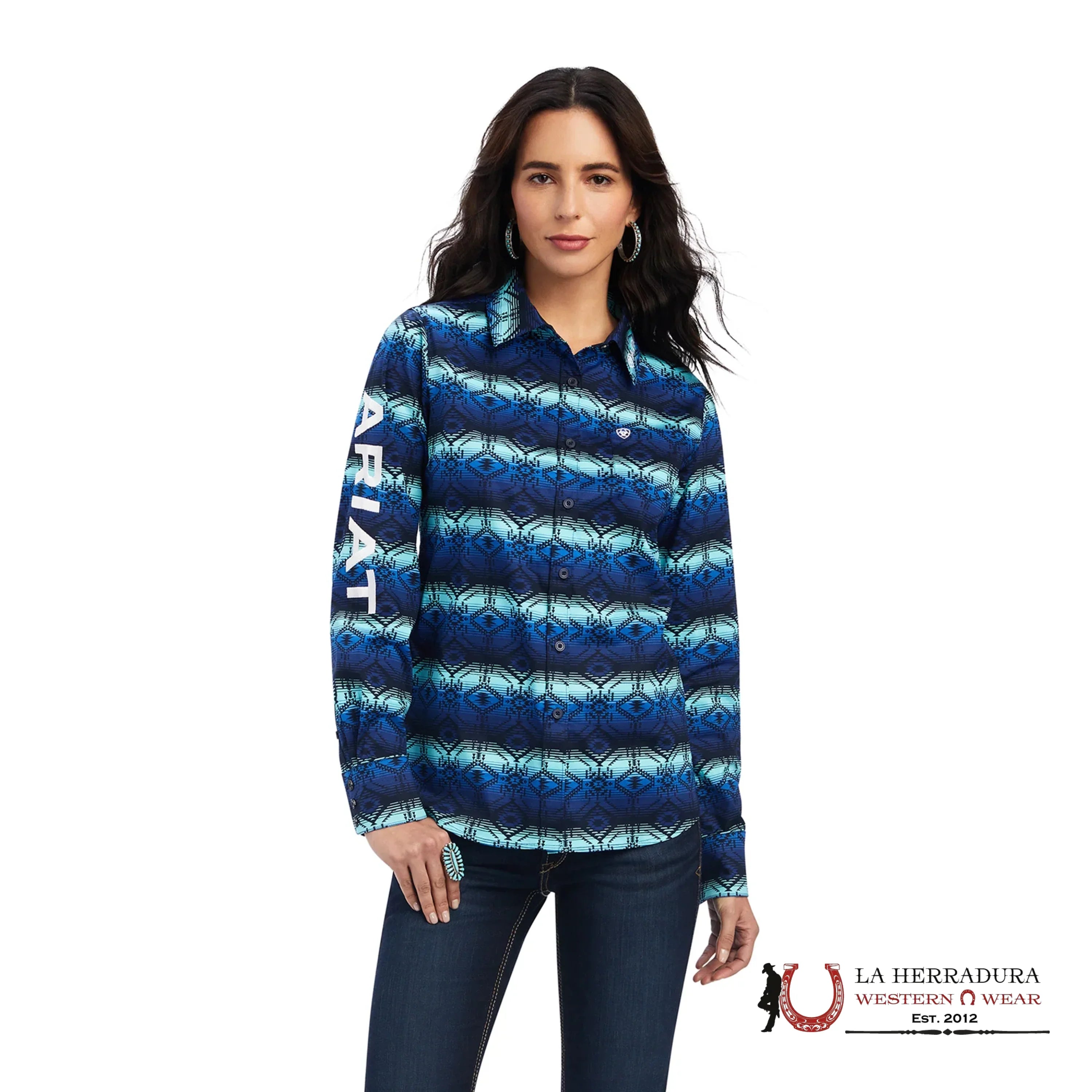 WOMEN ARIAT TEAM KIRBY STR LS SHRT MAISON PRINT 10041435 ROPA MUJERES