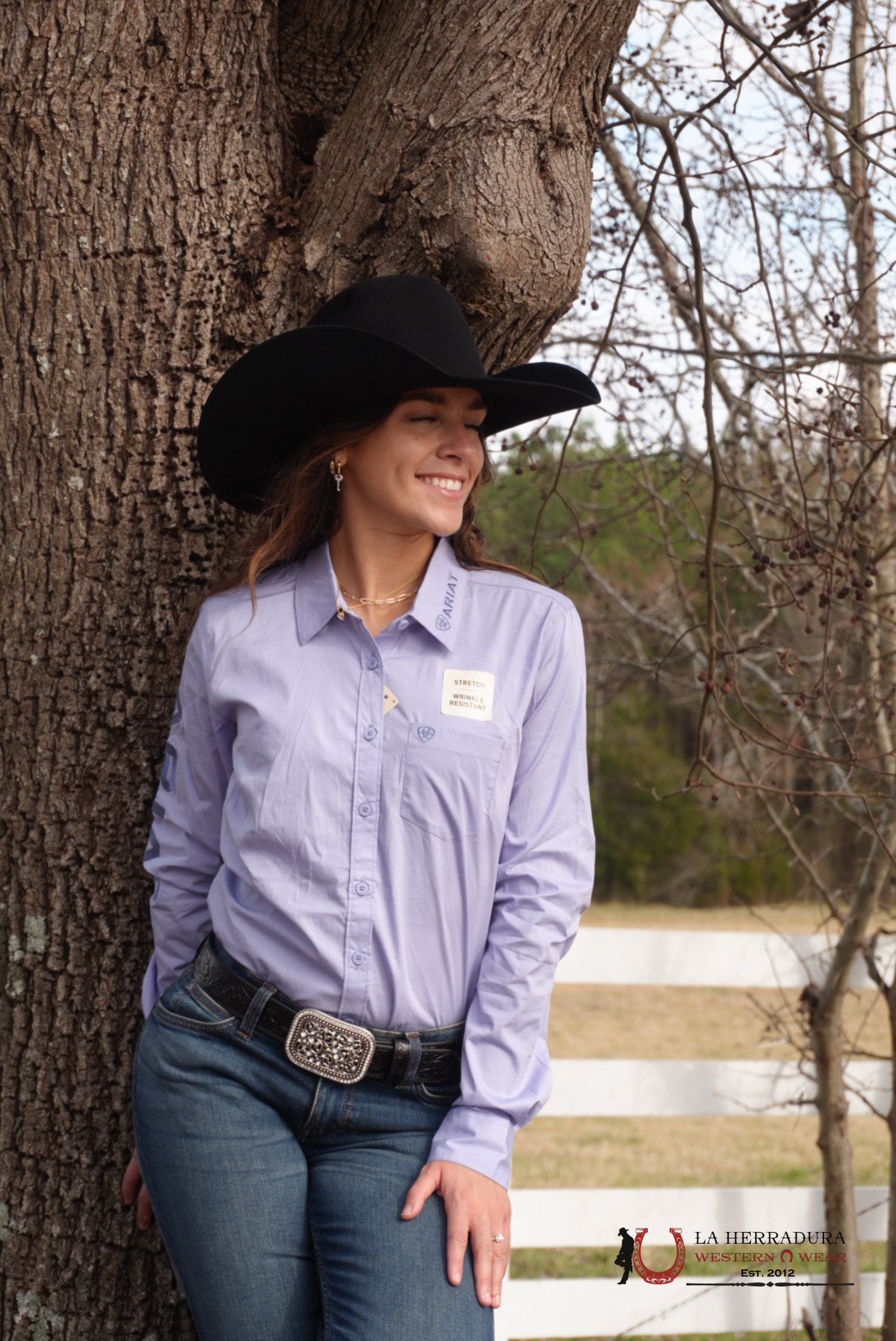 CAMISA ARIAT FOR WOMEN Team Kirby Long sleeve Lavender ROPA MUJERES