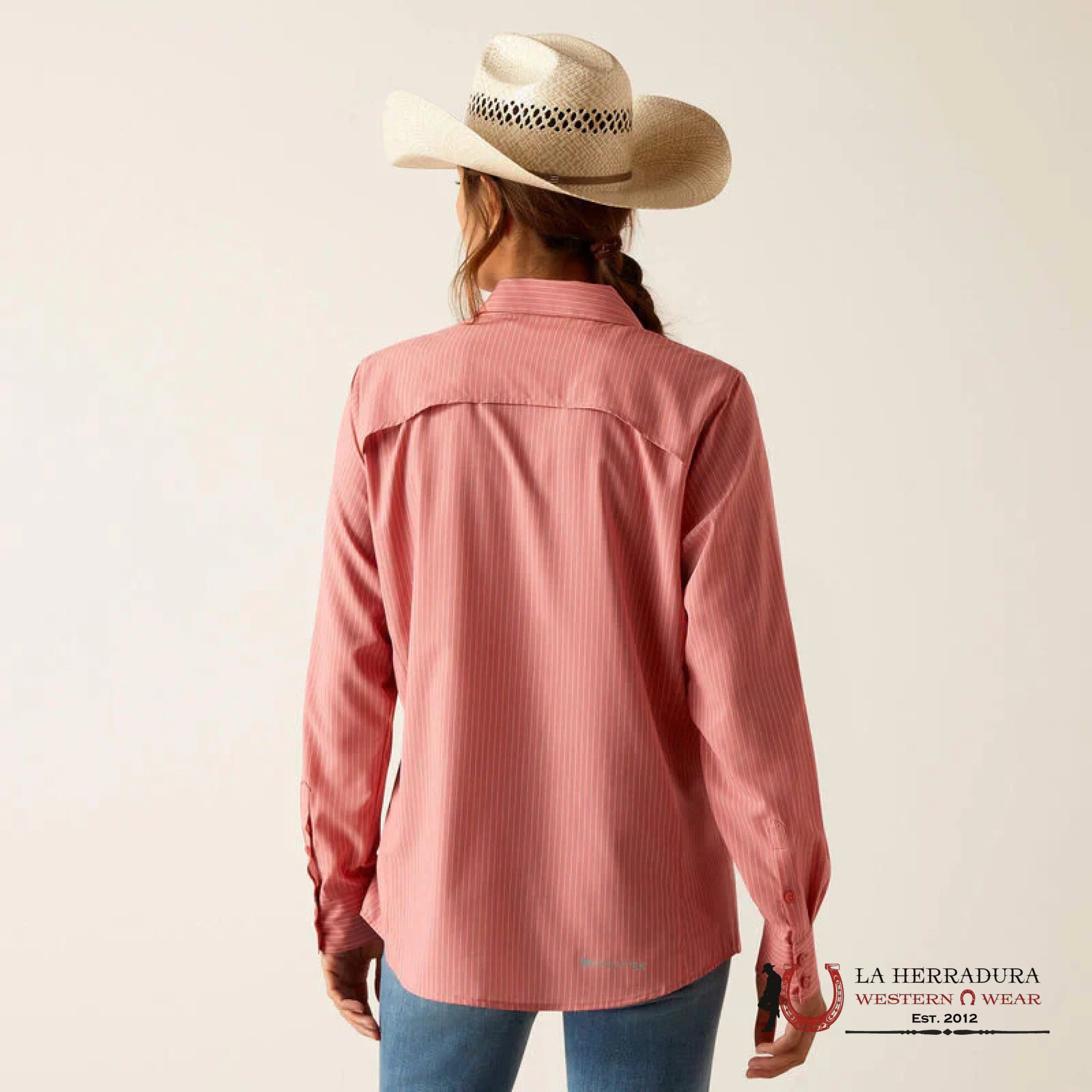 Women Ariat Venttek Faded Rose Pinestripe Long Sleeve Shirt Ropa Mujeres
