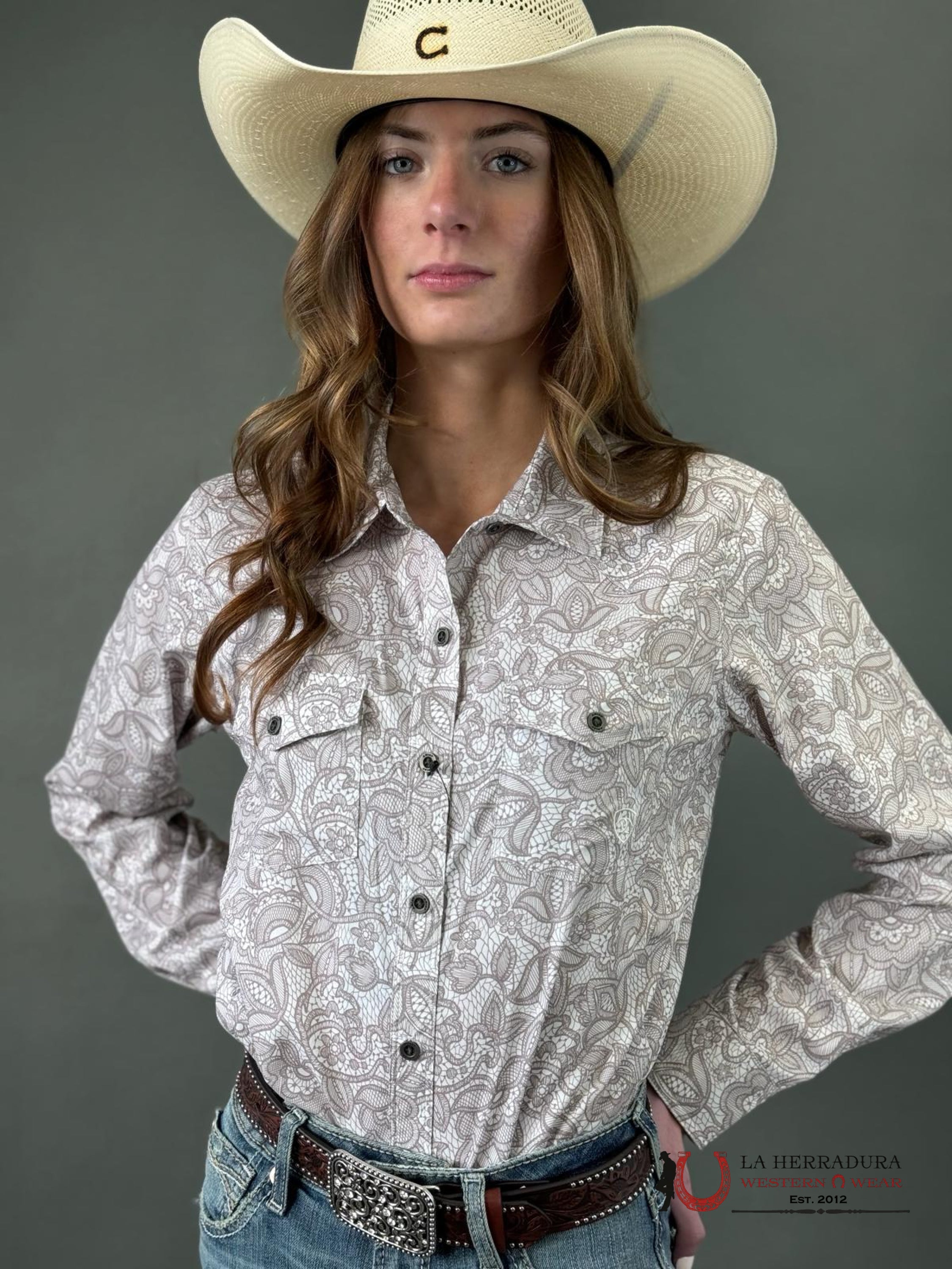 Women Ariat Western Ventek Long Sleeve Shirt Lace Ropa Mujeres