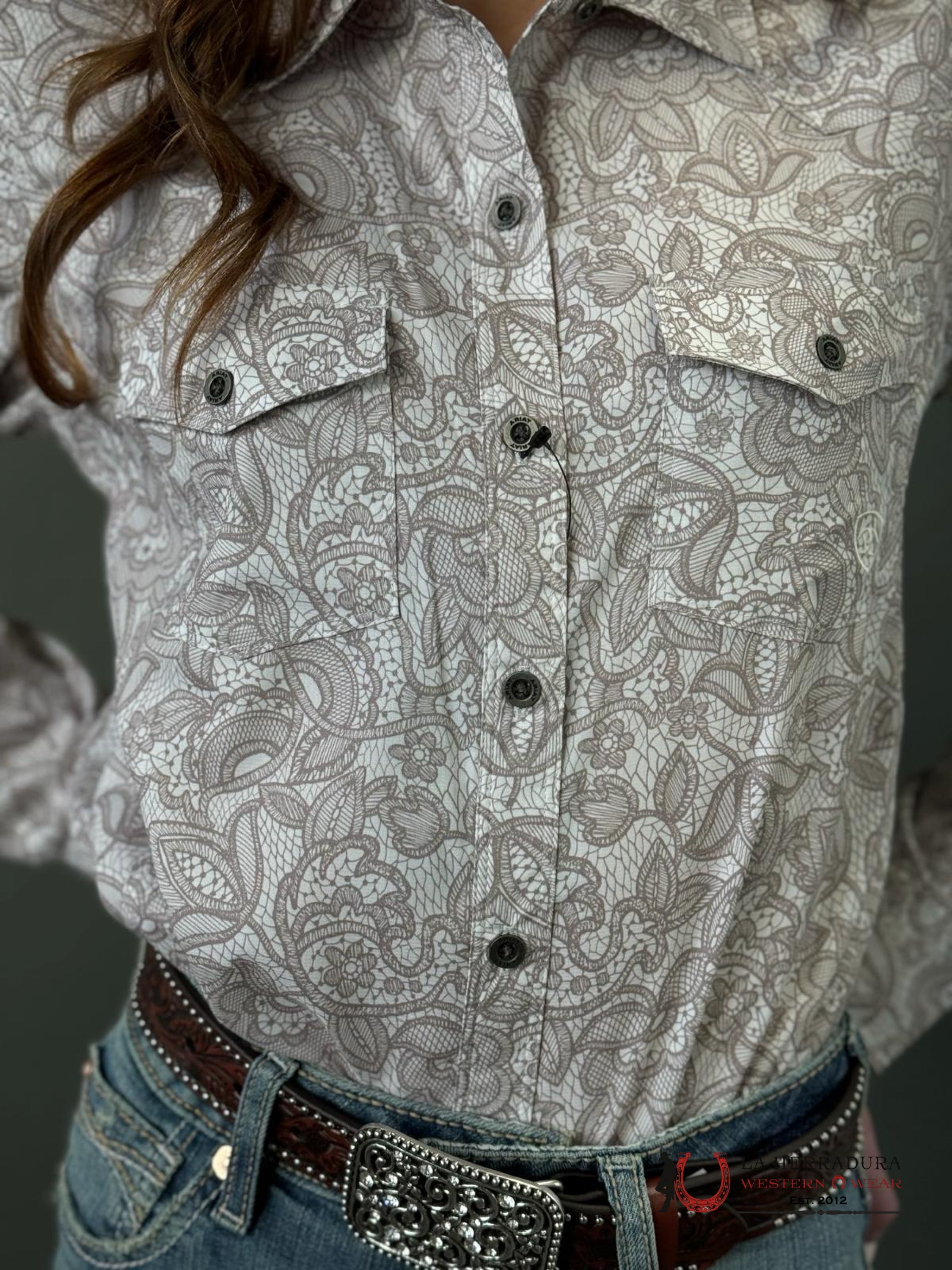 Women Ariat Western Ventek Long Sleeve Shirt Lace Ropa Mujeres