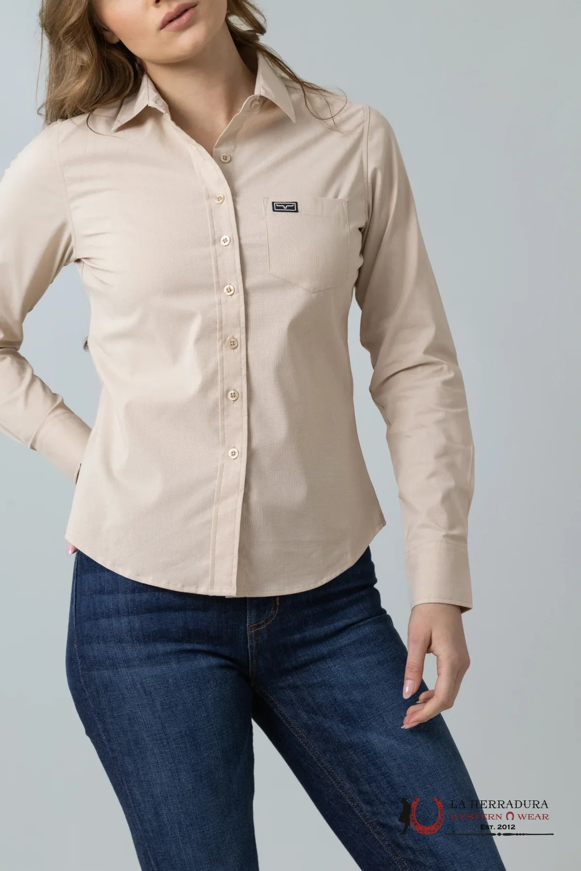 Women Kim Ranch Long Sleeve Desert Brown Shirt ROPA MUJERES